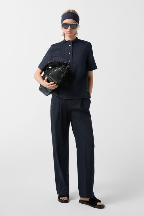 Geplooide broek Ella Marineblauw