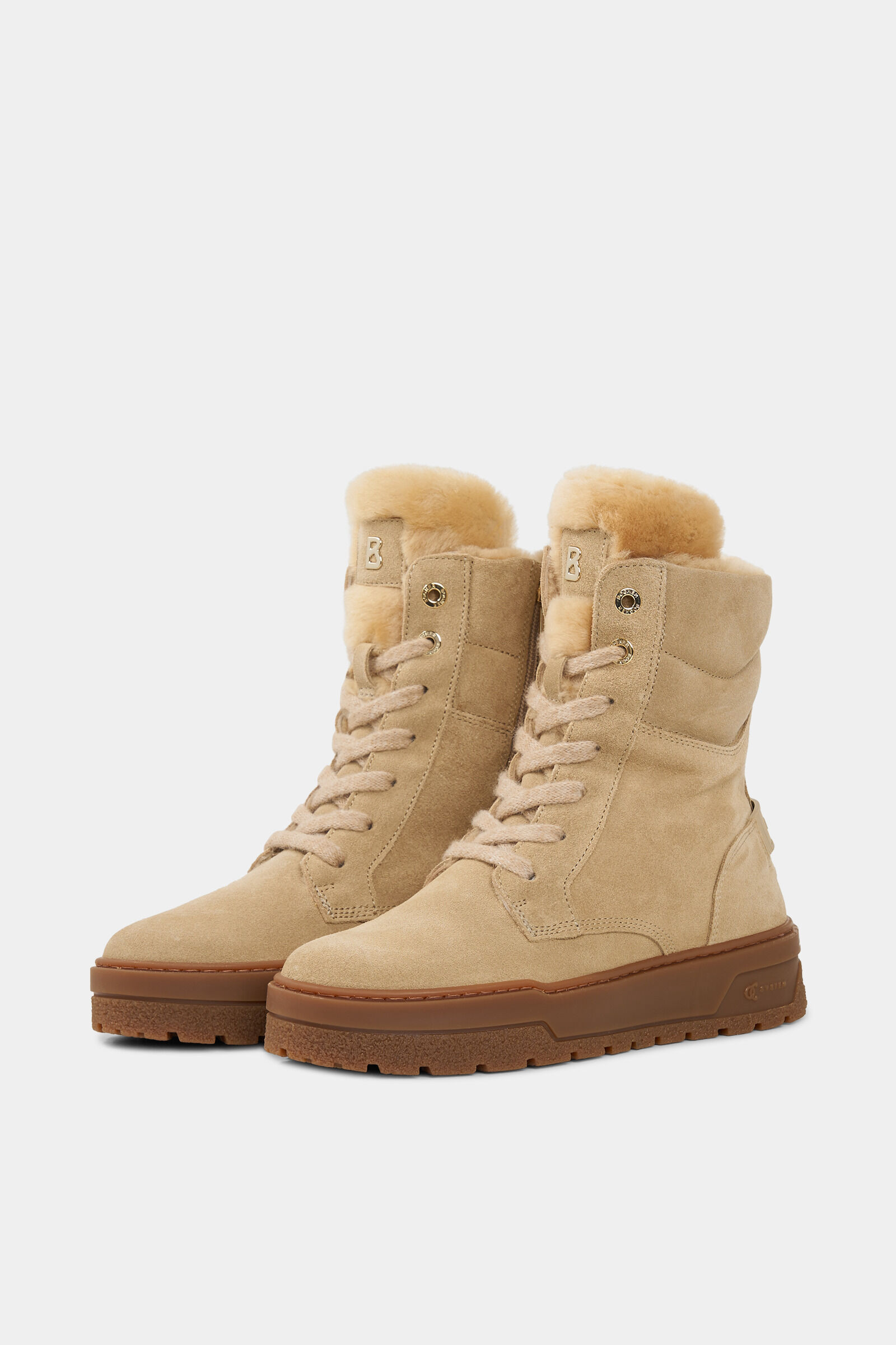 Calgary lace-up boots with spikes Camel