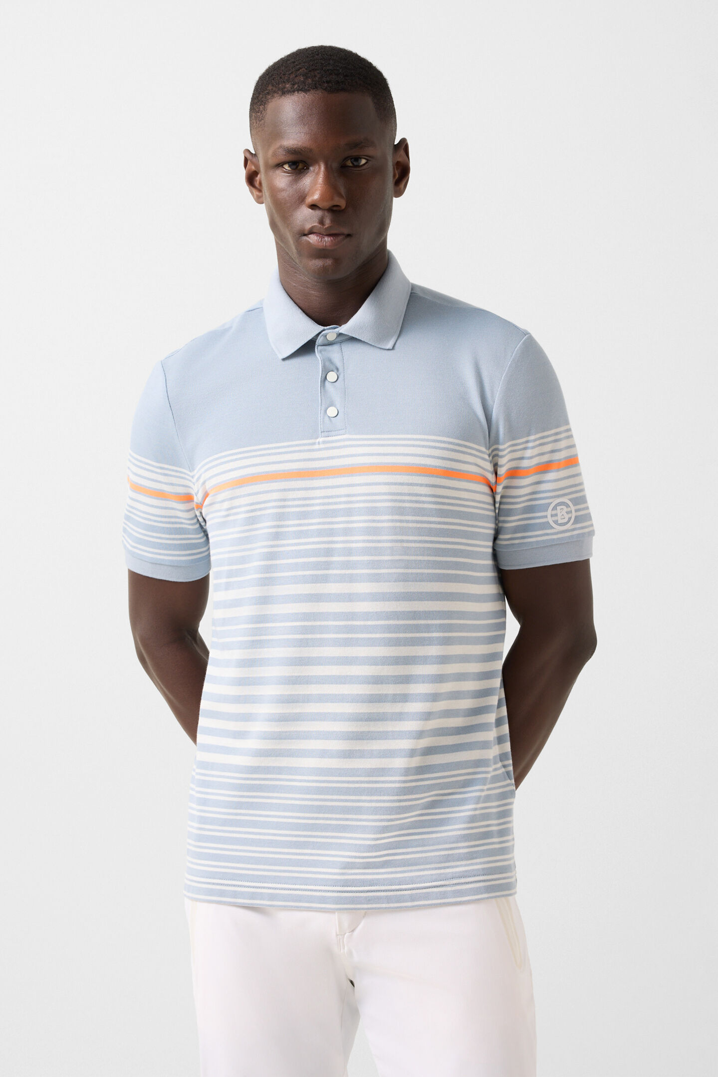 Jannes polo shirt Misty blue/white/orange