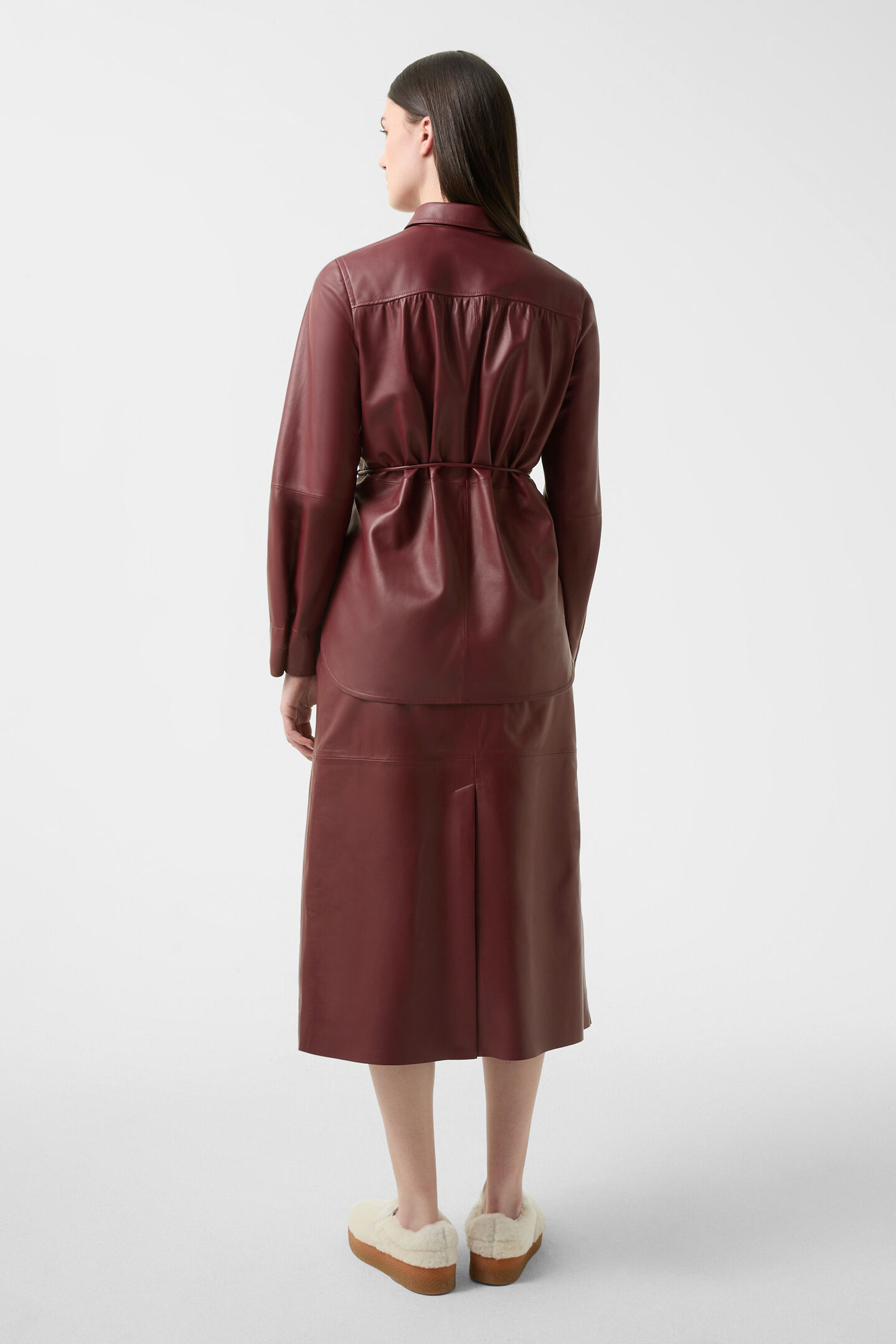 Lederbluse Ariela Weinrot