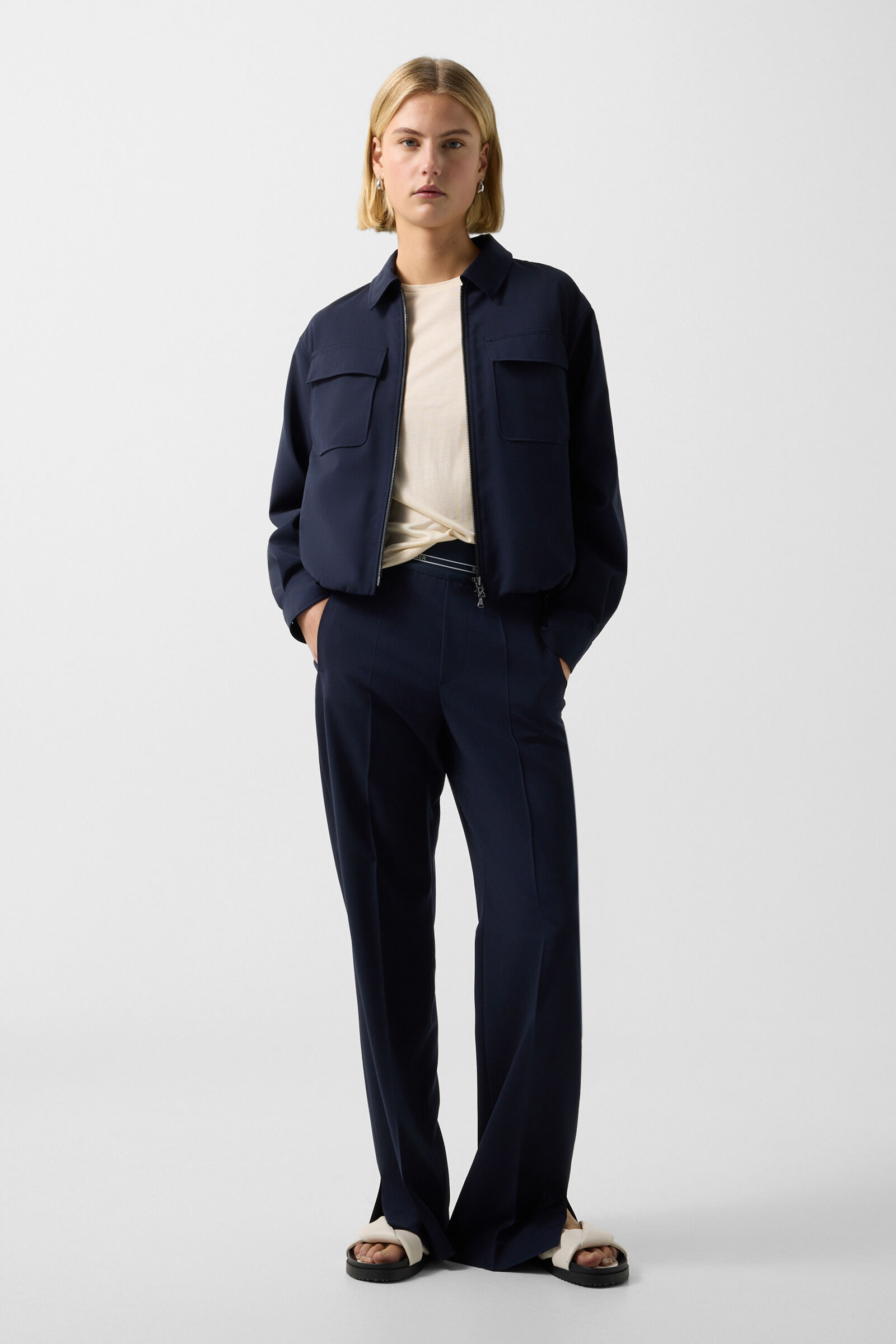 Terry virgin wool trousers Navy blue