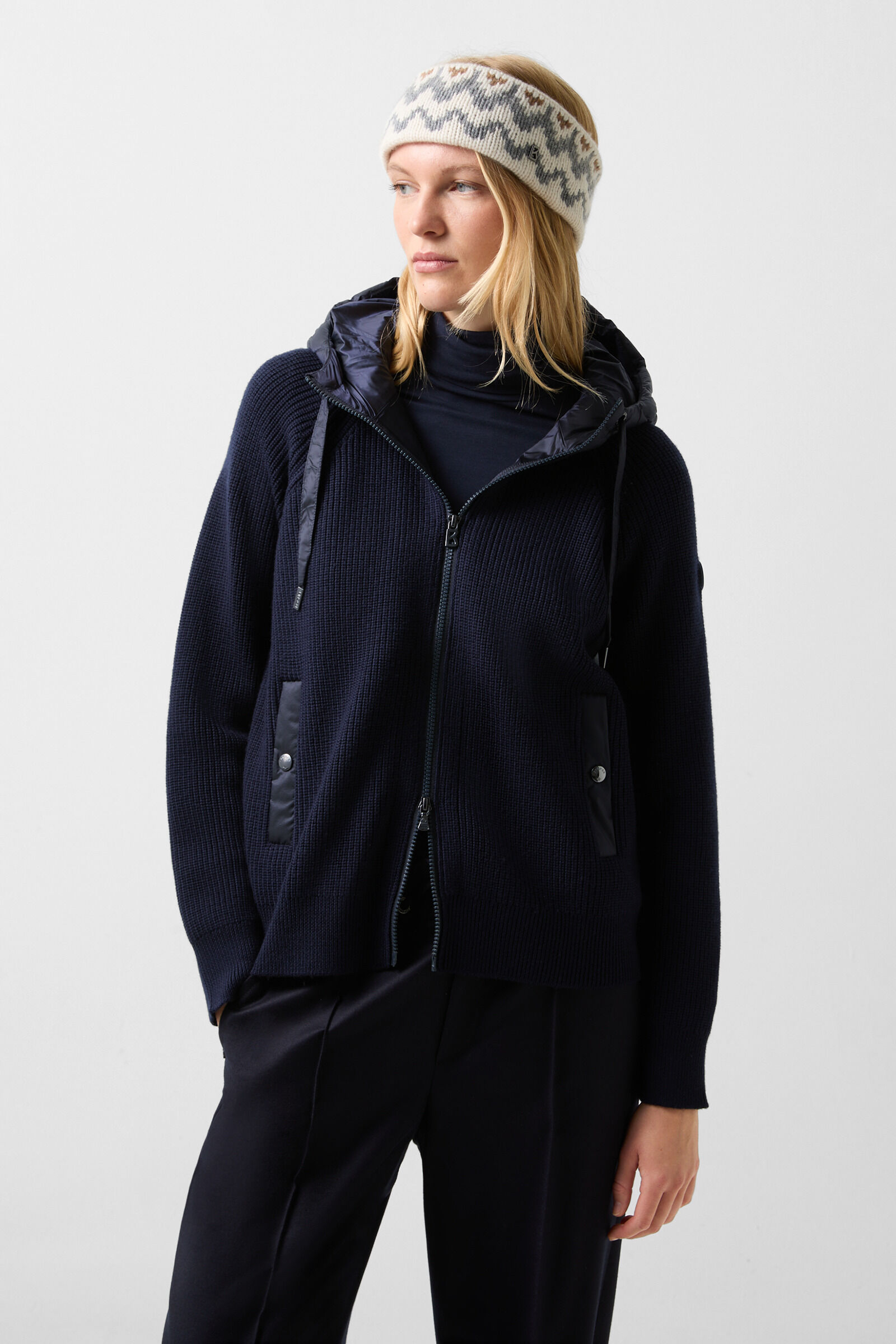 Pamy hybrid knit jacket Navy blue