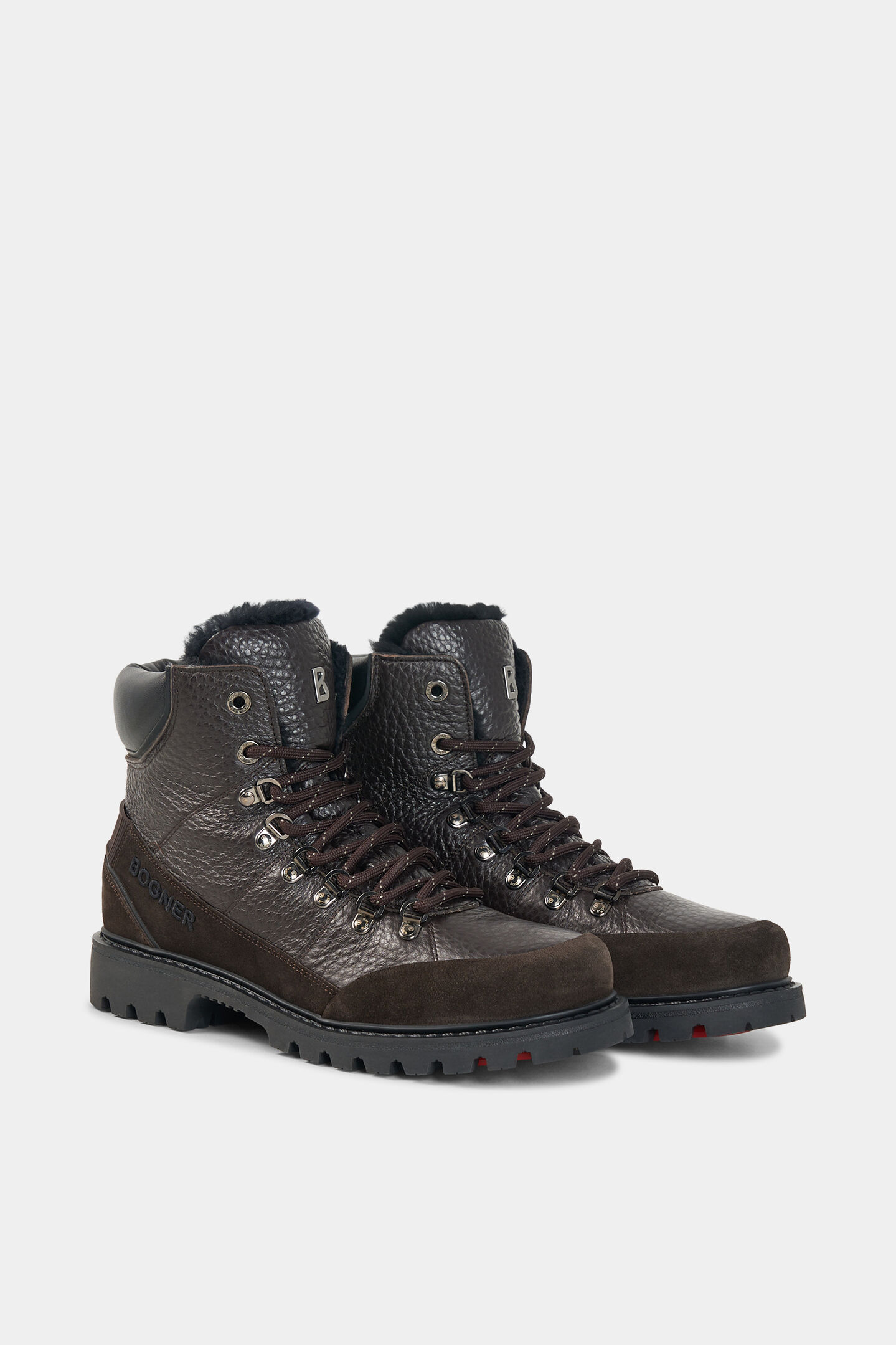 Bottes &agrave; lacets Helsinki avec crampons Marron fonc&eacute;