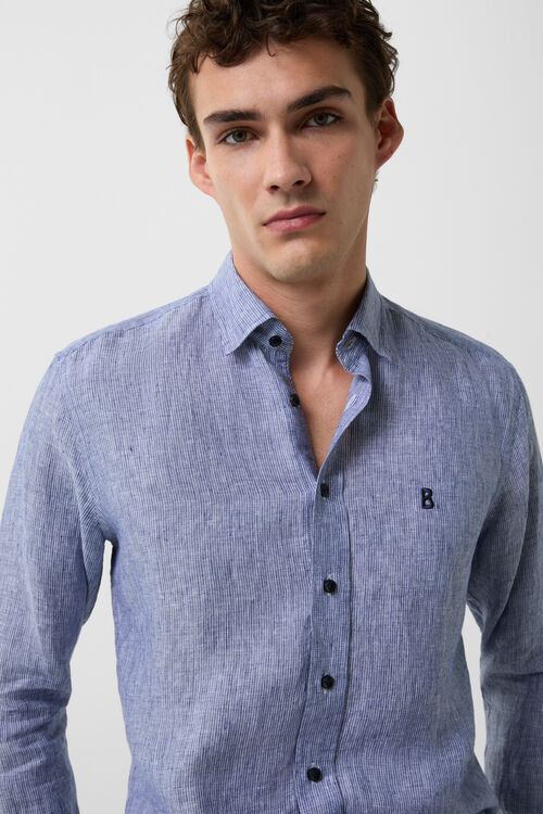 Leinen-Hemd Timi Navy-Blau