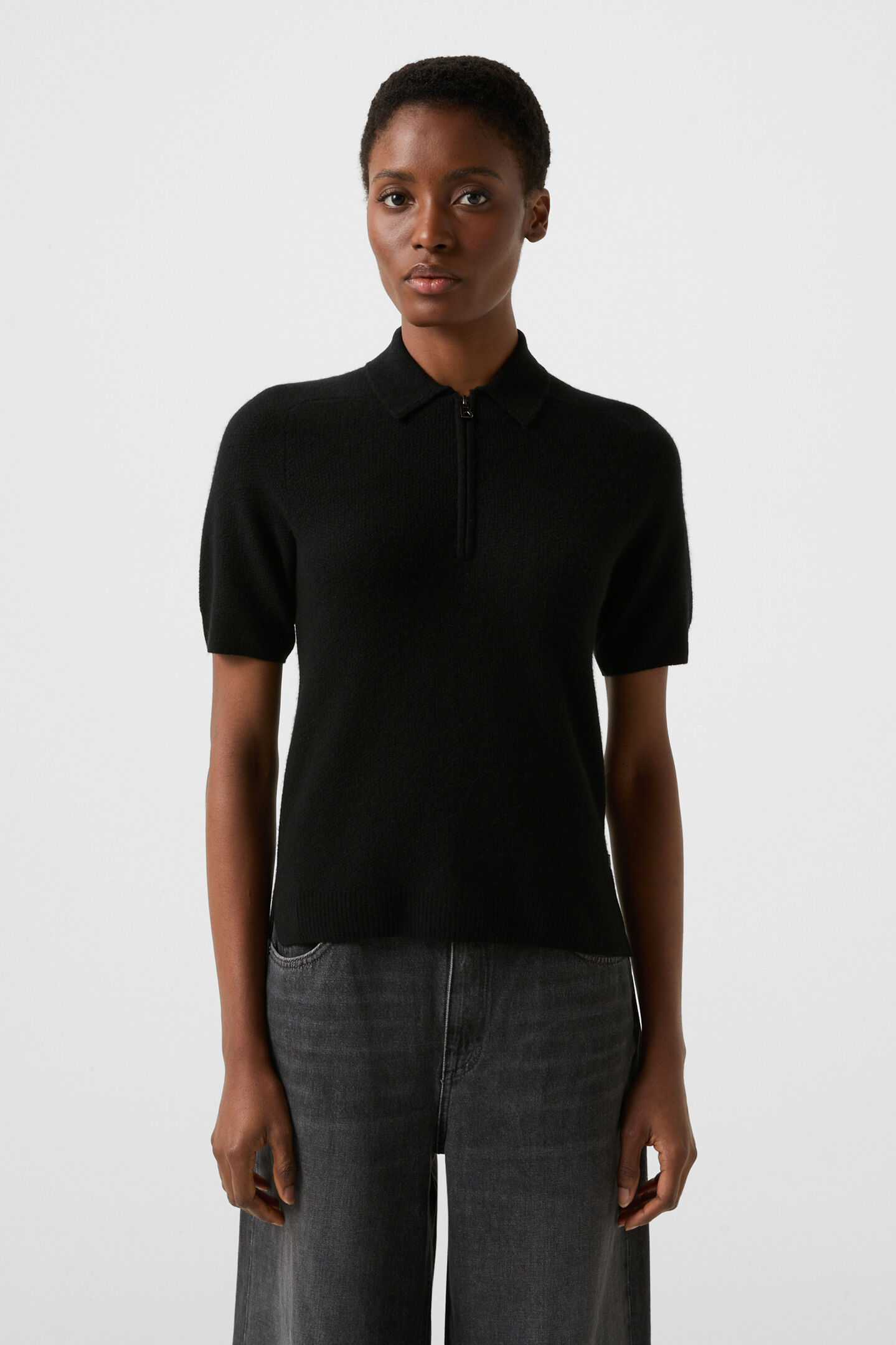 Strick-Polo-Shirt Shari Schwarz