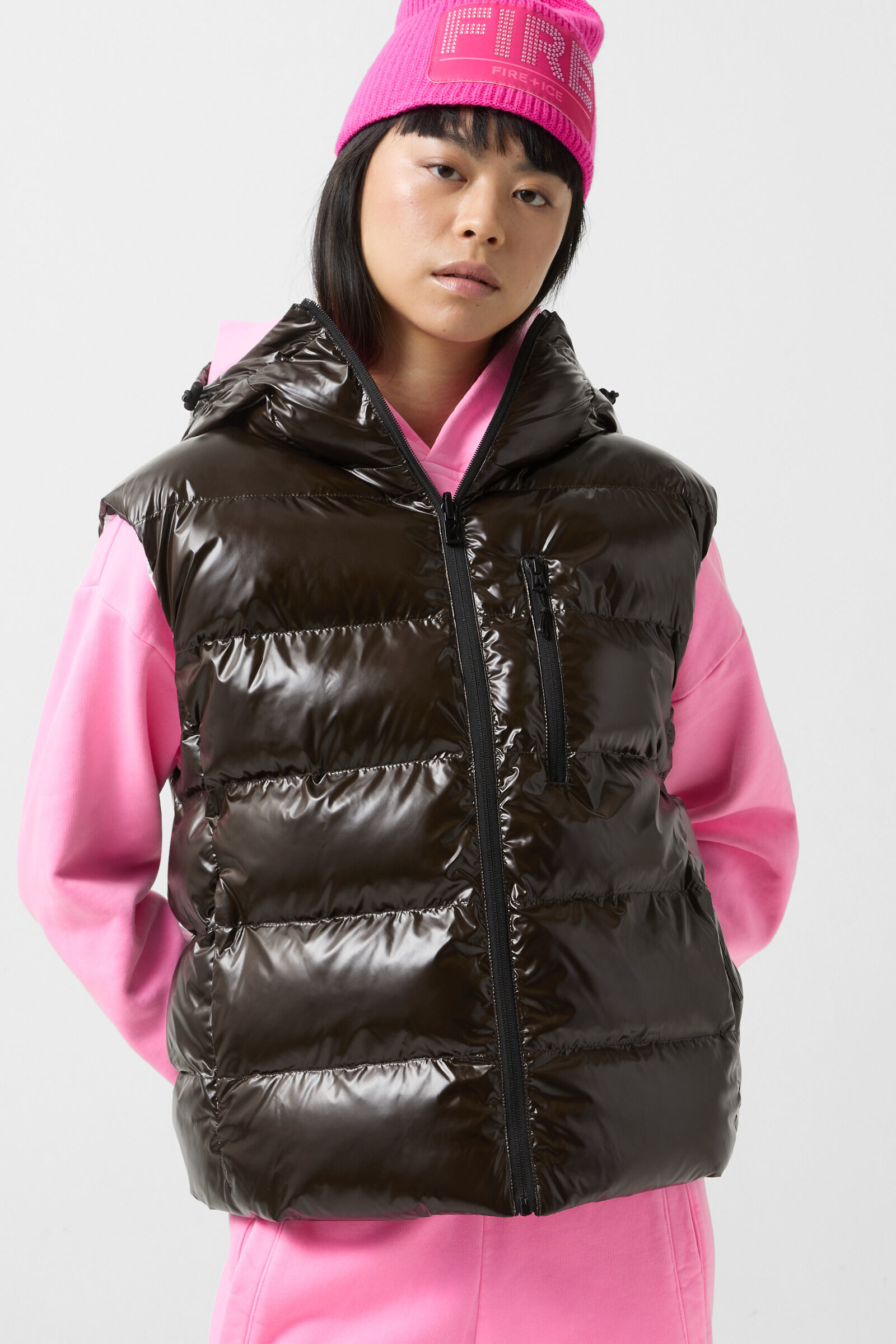 Reversible quilted waistcoat Namilia Chocolate