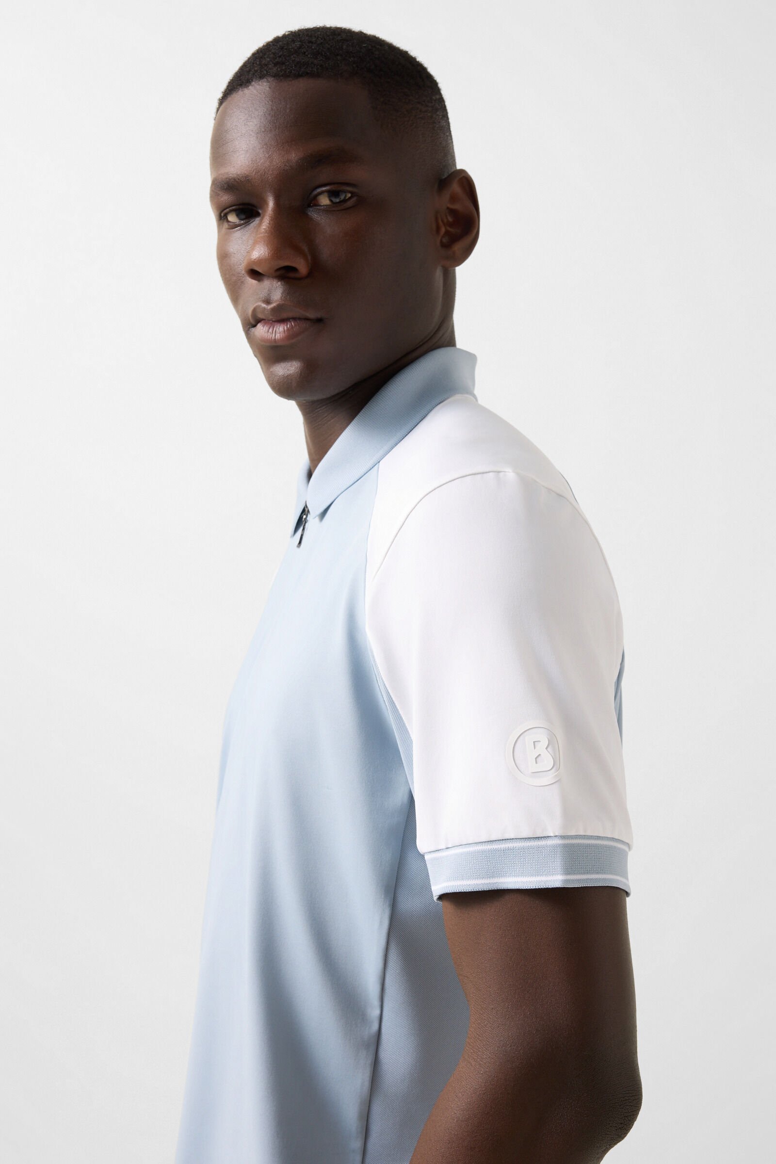 Fabius functional short-sleeved top Misty blue/white