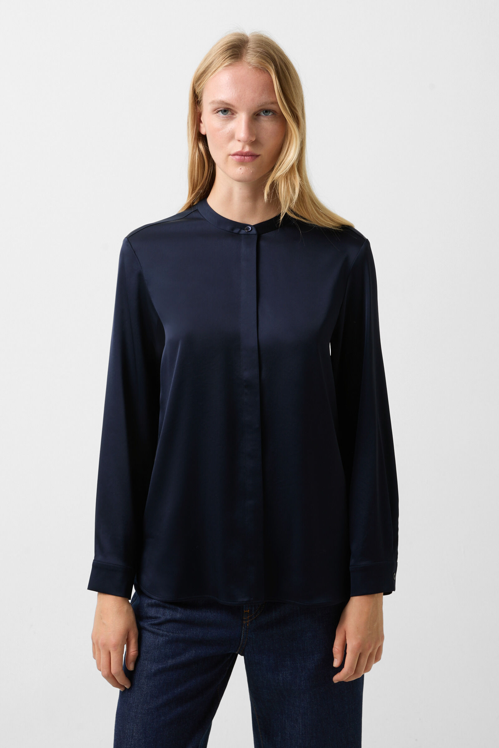 Gerrit satin blouse Navy blue