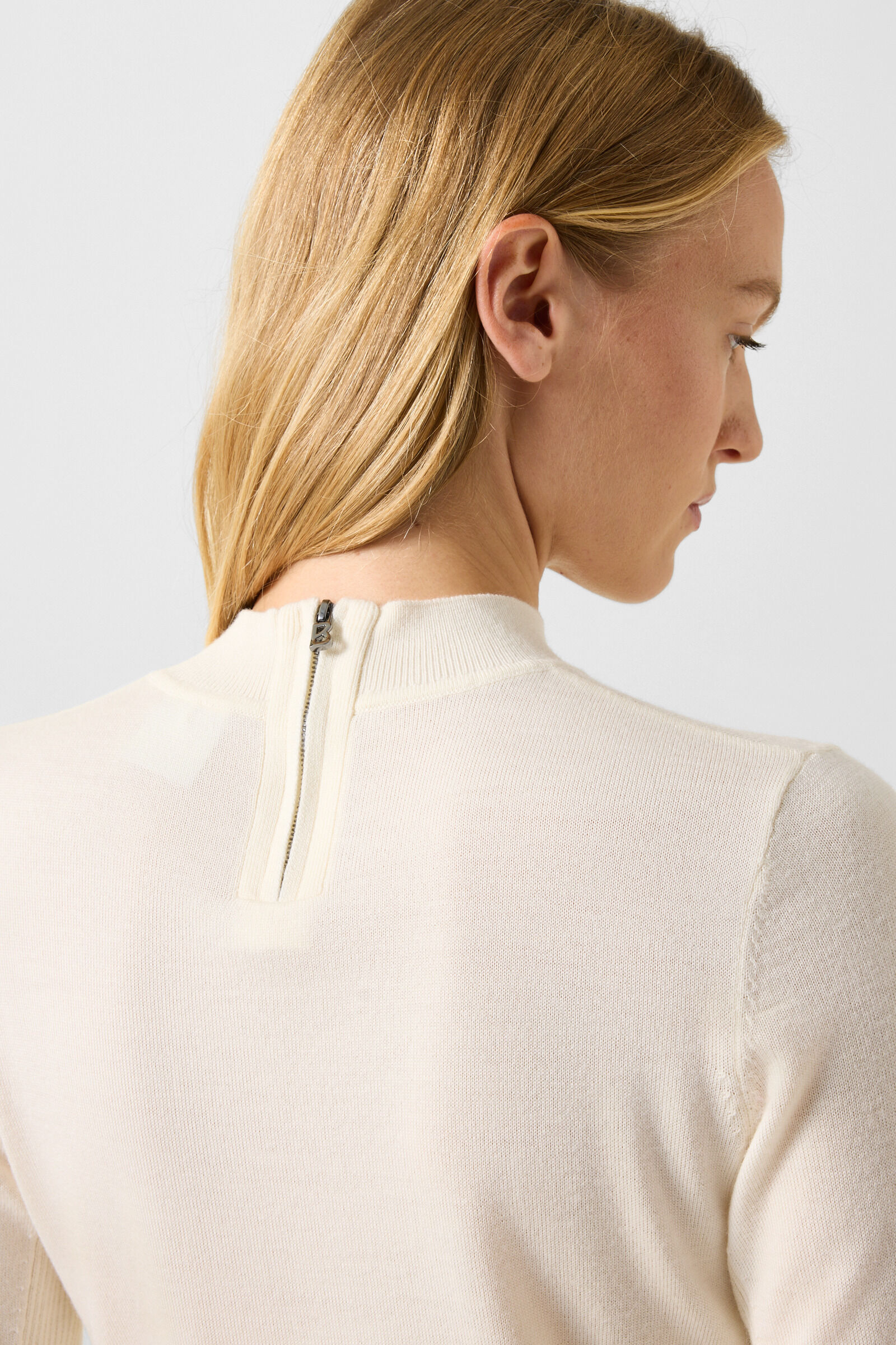 Schurwoll-Seiden-Strick-Shirt Antonia Off-White