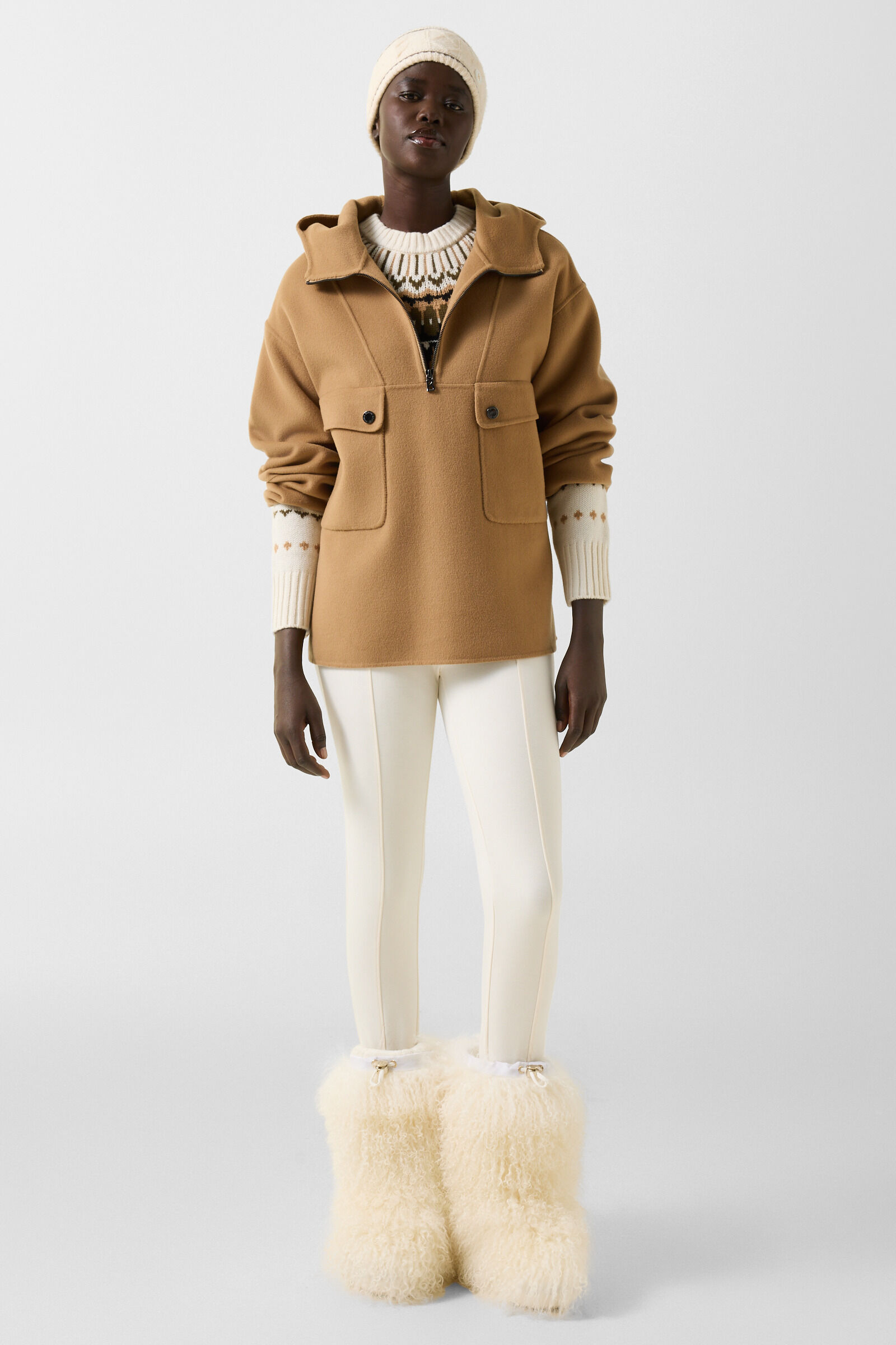 Kaschmir-Norweger-Pullover Ina Off-White/Camel/Coffee
