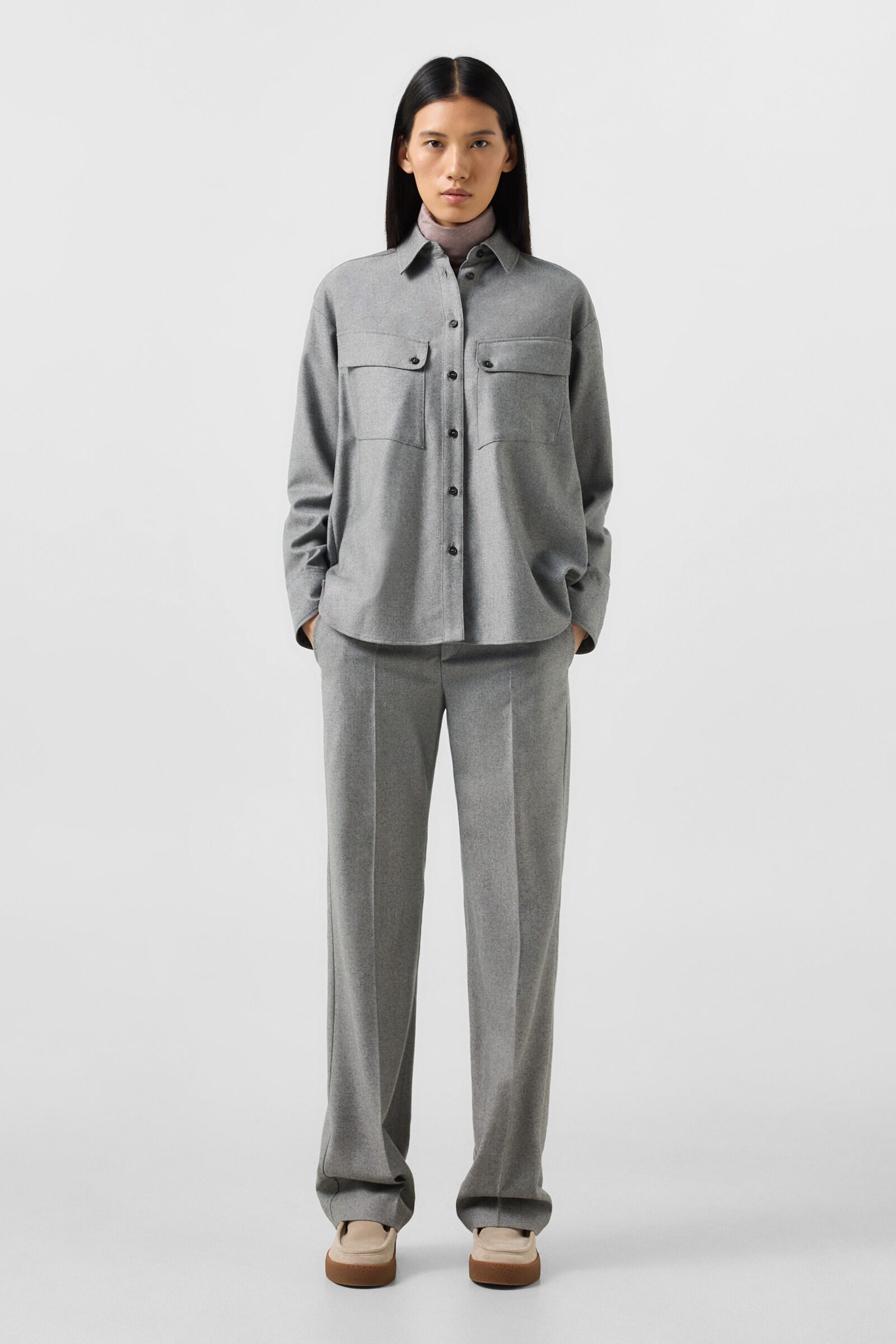 Robyn Virgin Wool Shirt Blouse Gray