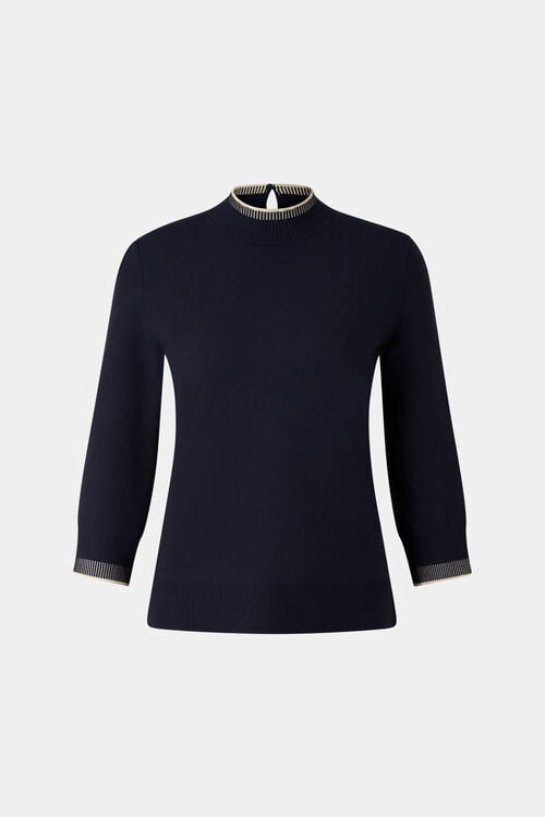 Strick-Shirt Berrit Navy-Blau