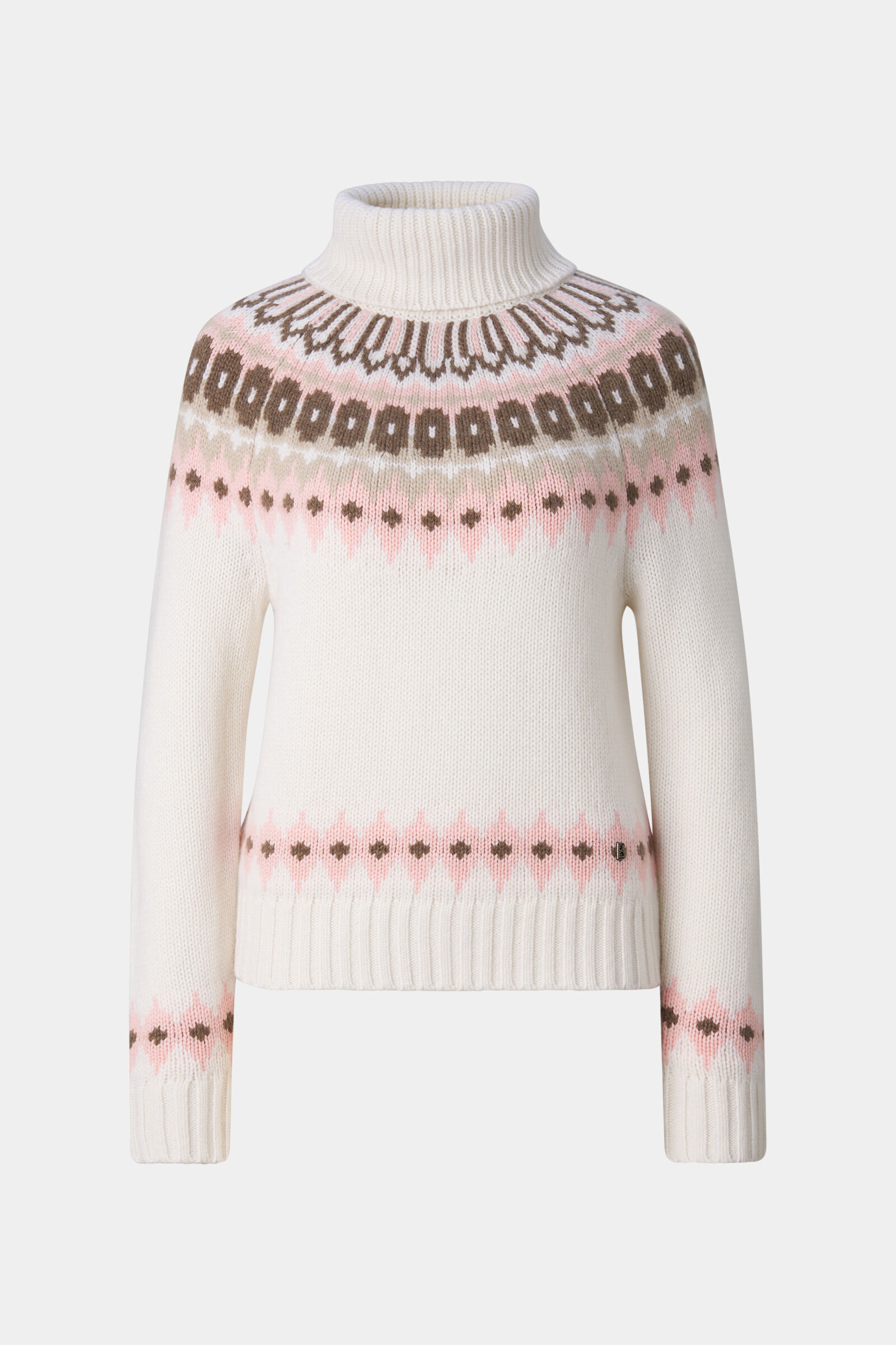 Ingrid Cashmere Norwegian Pullover Off-White/Pink/Brown