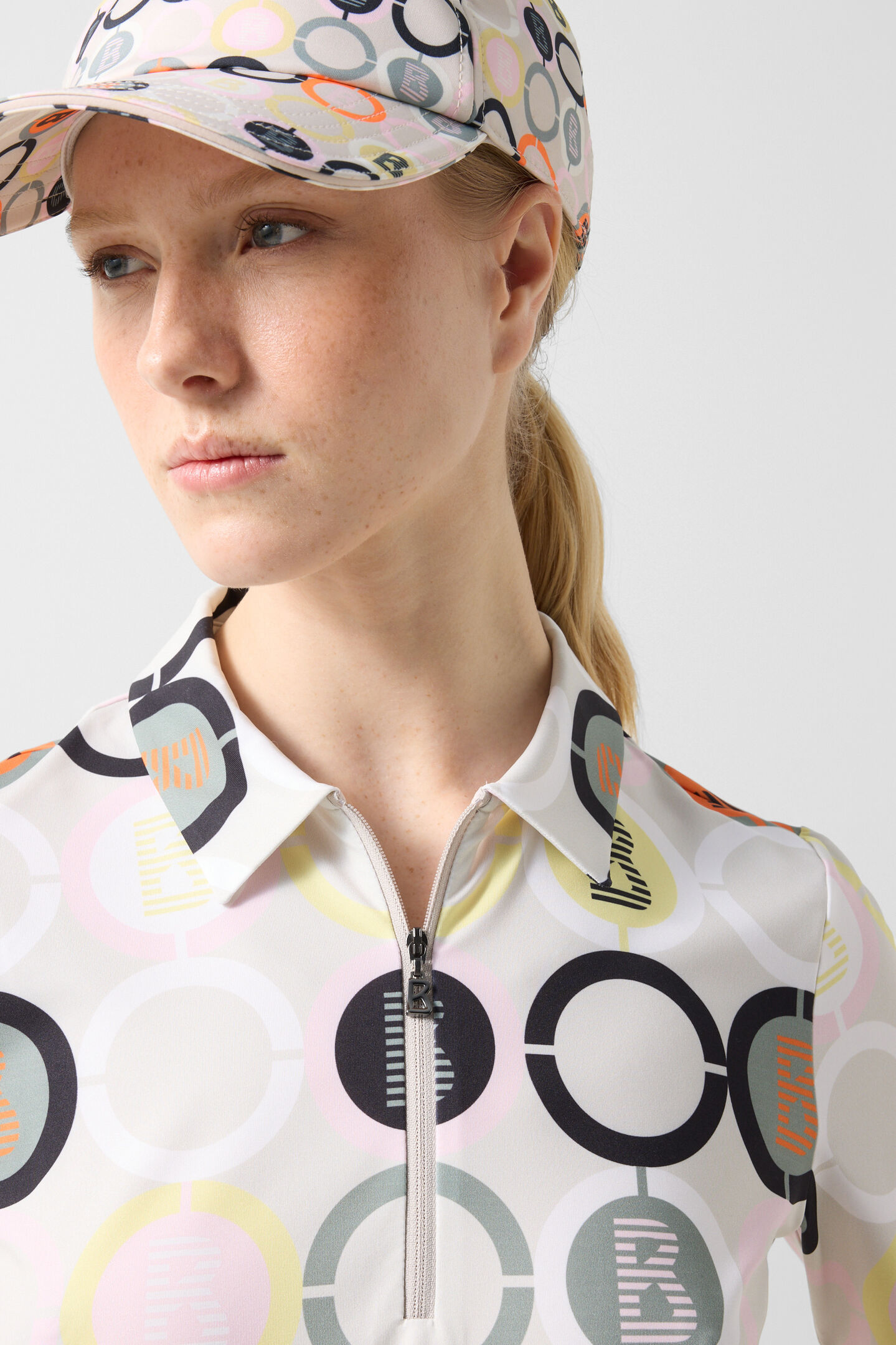 Taya functional short-sleeved top Sand/Orange/Grey