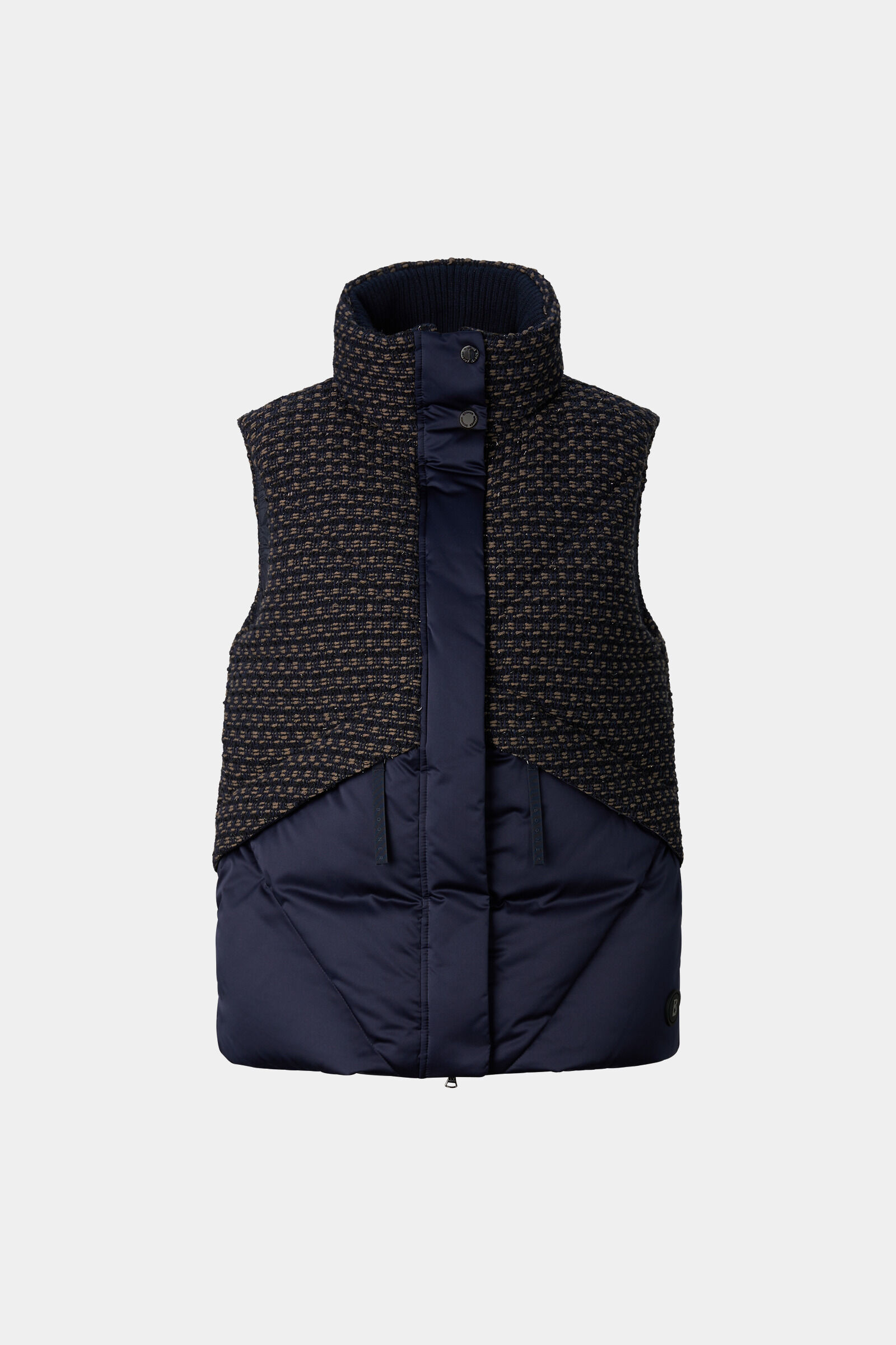 Tweed-Daunenweste Netty Navy/Beige
