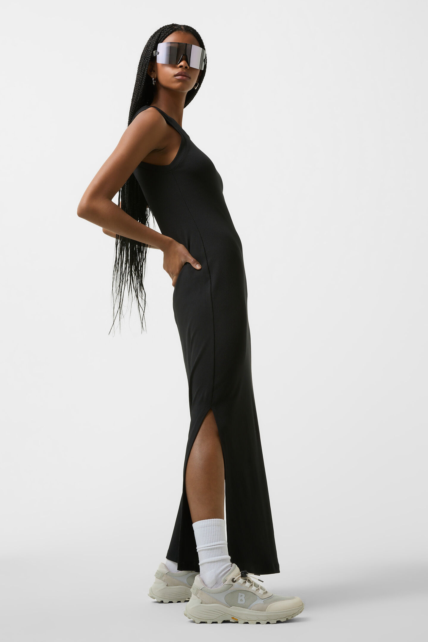 Rippstrick-Kleid Eleen Schwarz