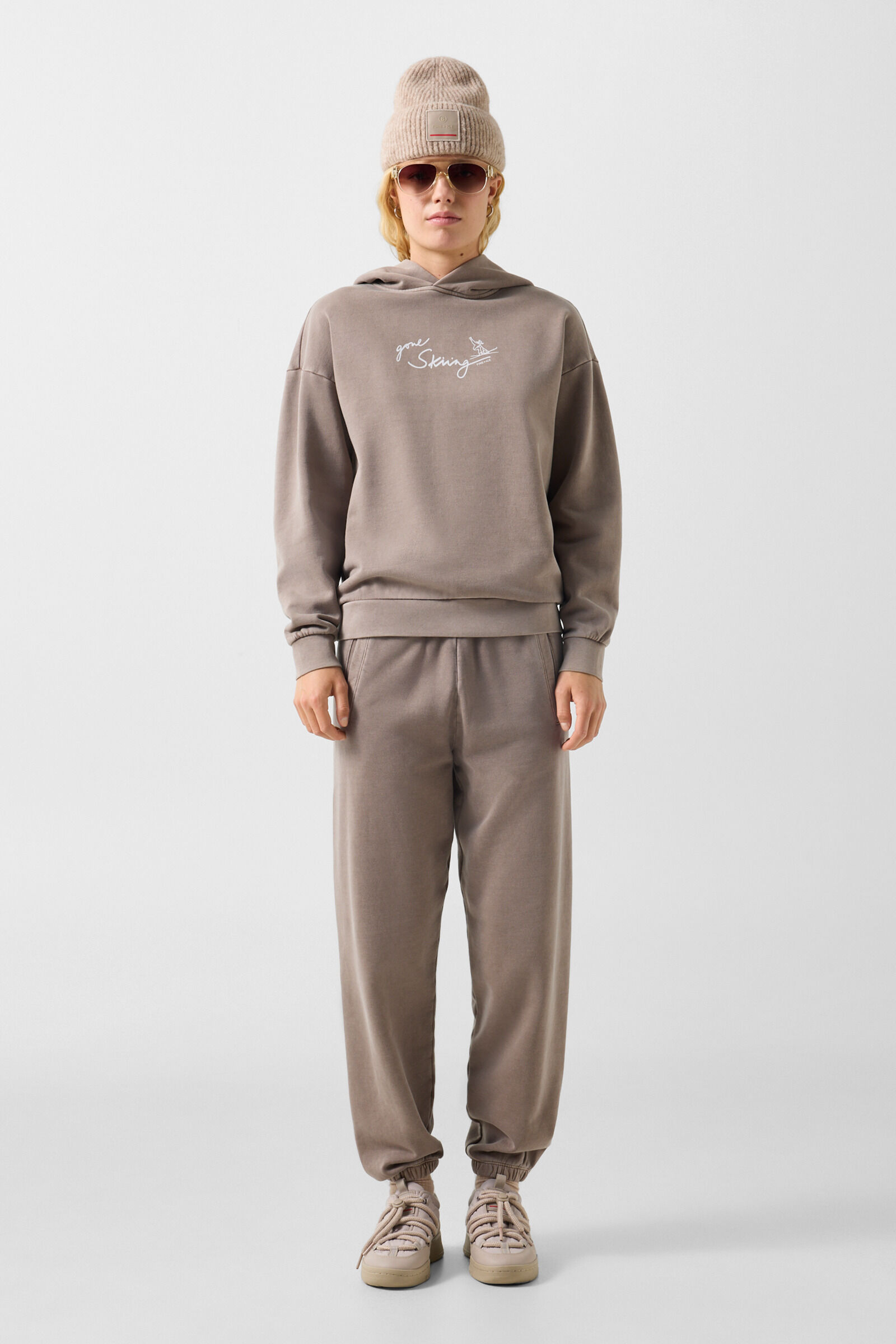 Sibel cotton hoodie Taupe