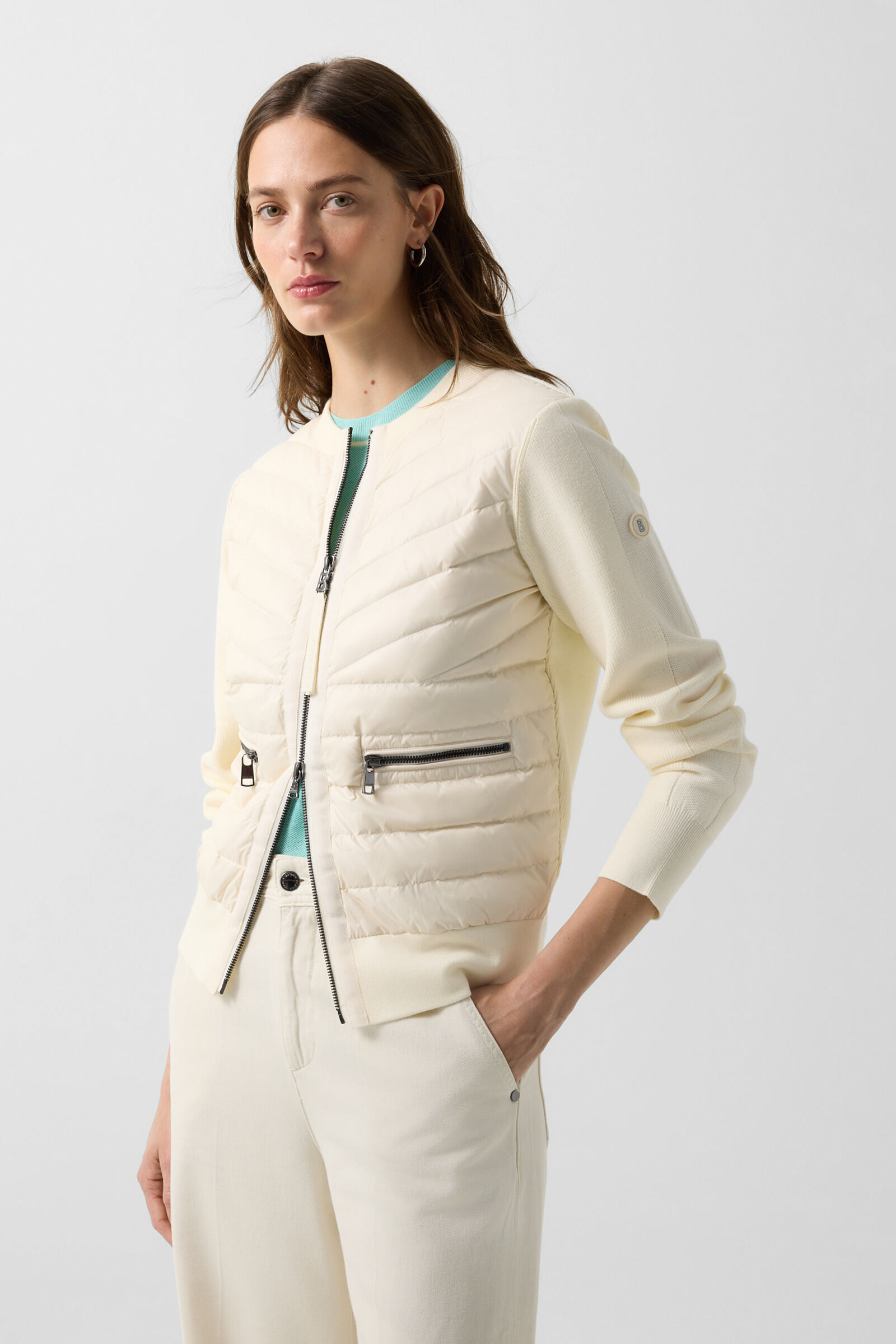 Zilly hybrid knit jacket Cream