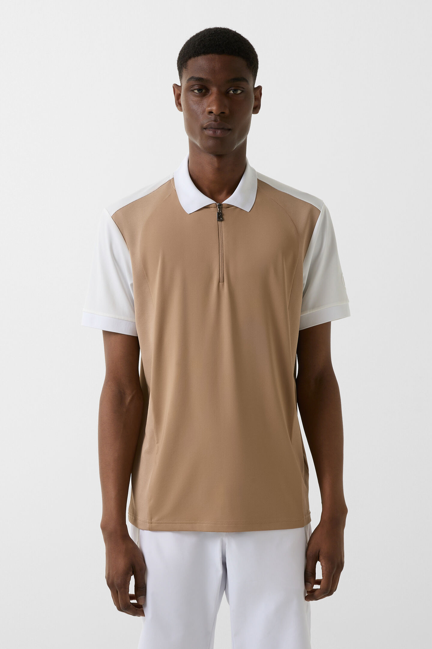 Kjell functional short-sleeved top Caramel/white