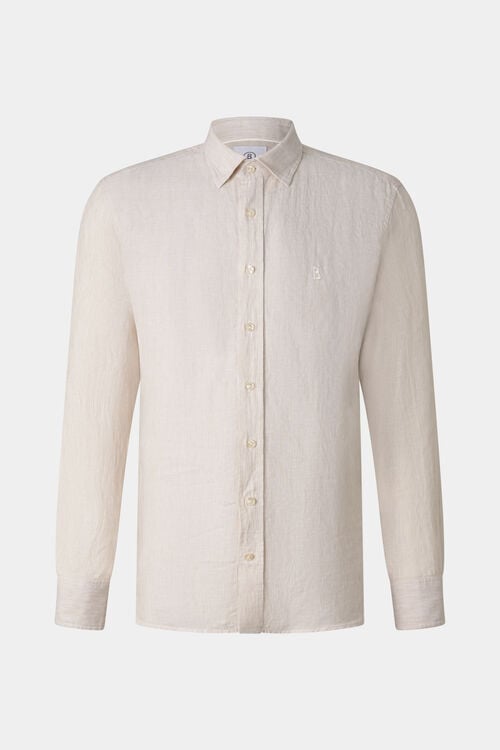 Timi linnen overhemd Zand/wit