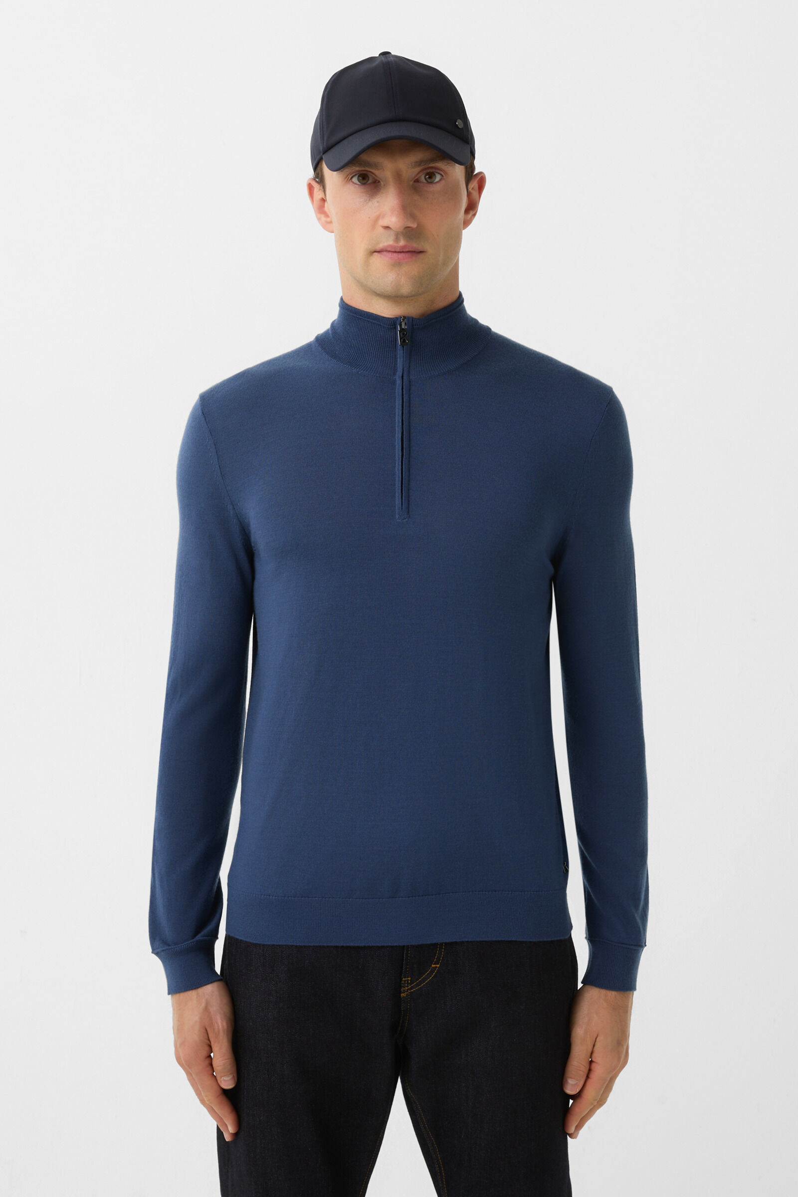 Ouri fine knit troyer Blue