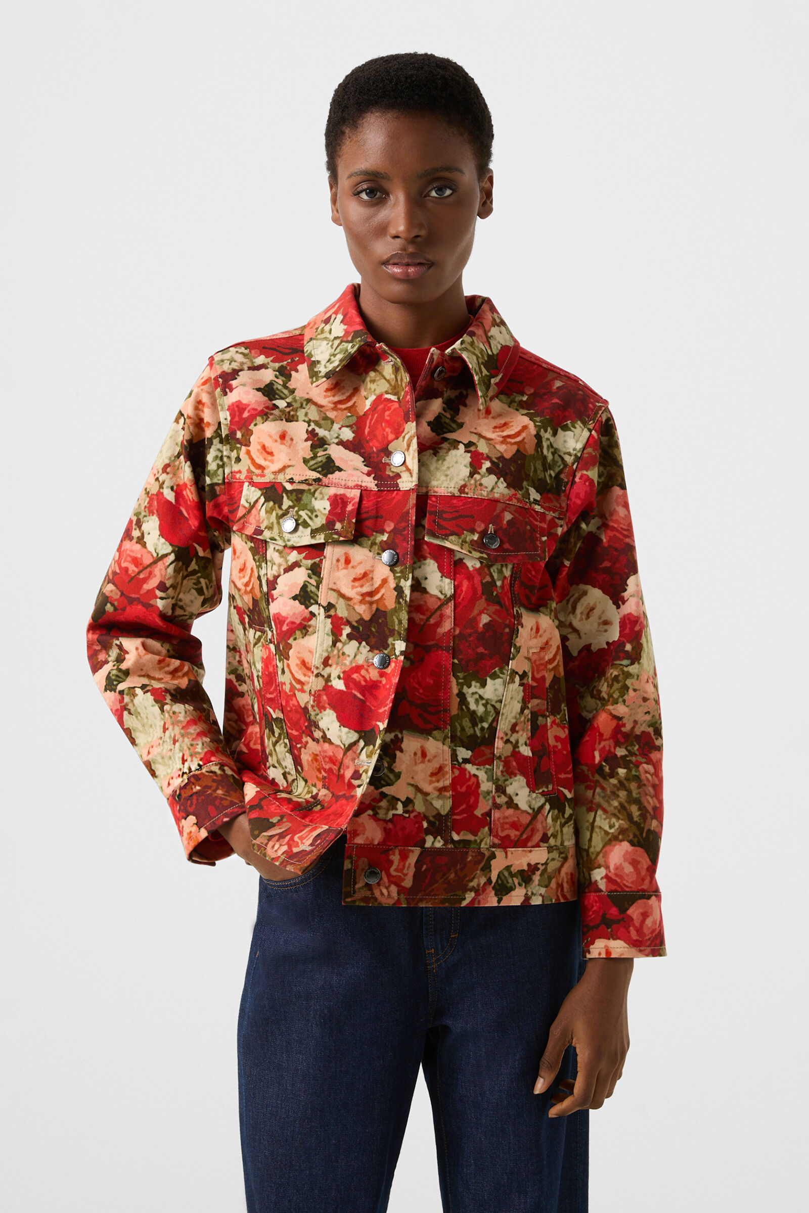 Jeansjacke Jaclyn Rot/Gr&uuml;n