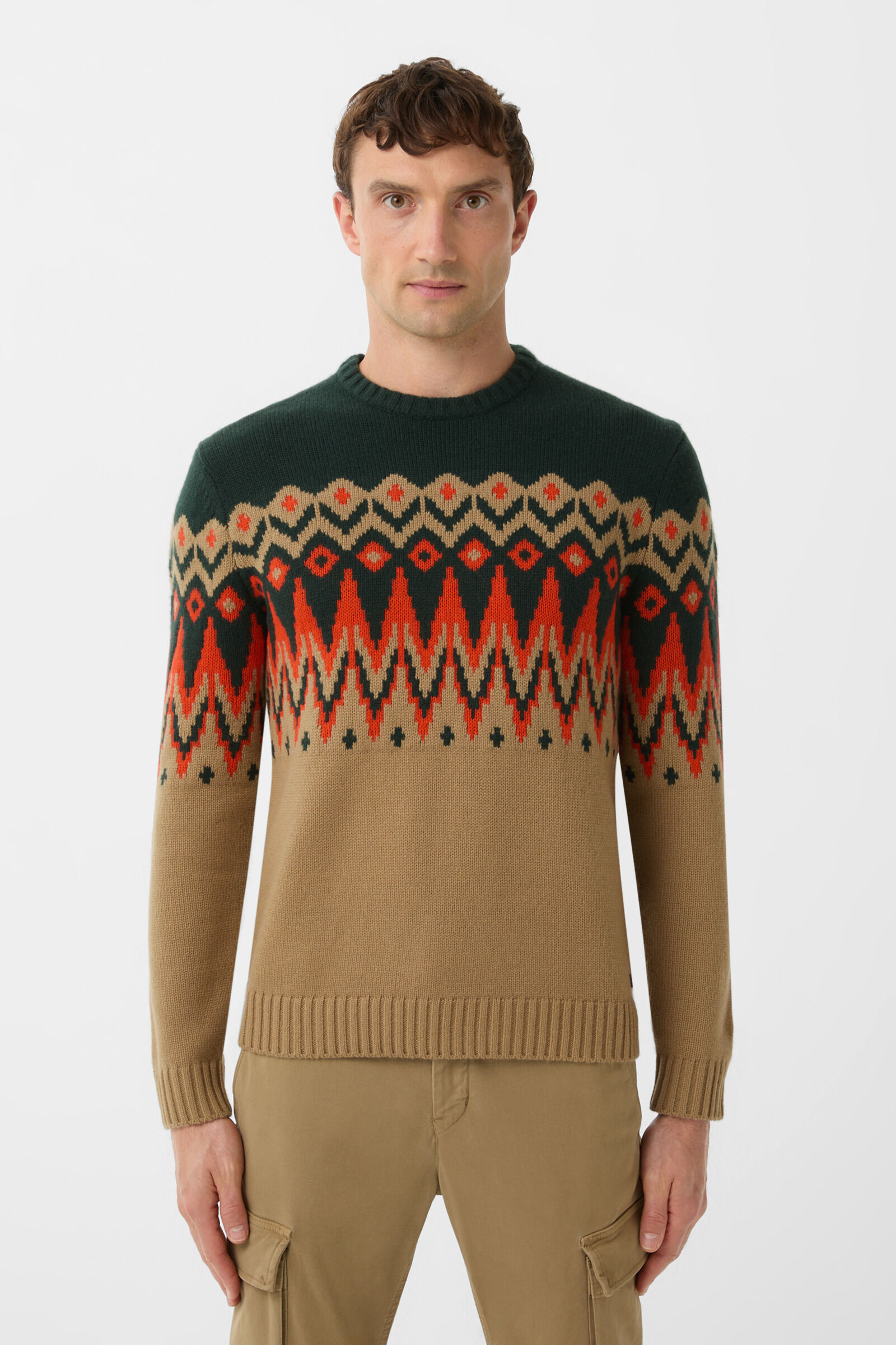 Norwegian jumper Ron Beige/green/orange