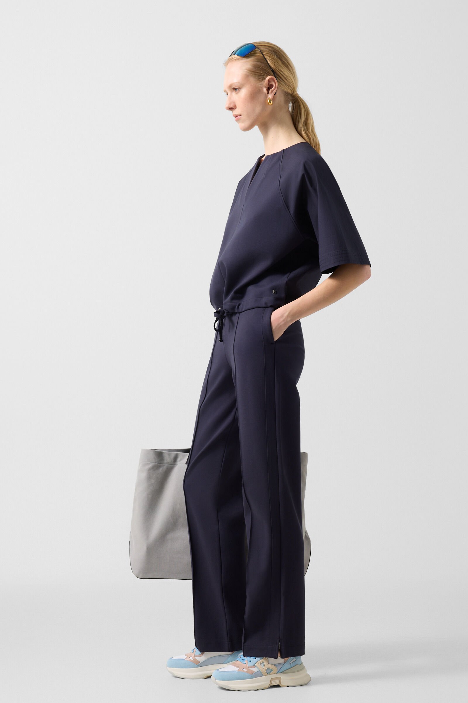 Penny jersey trousers Navy blue