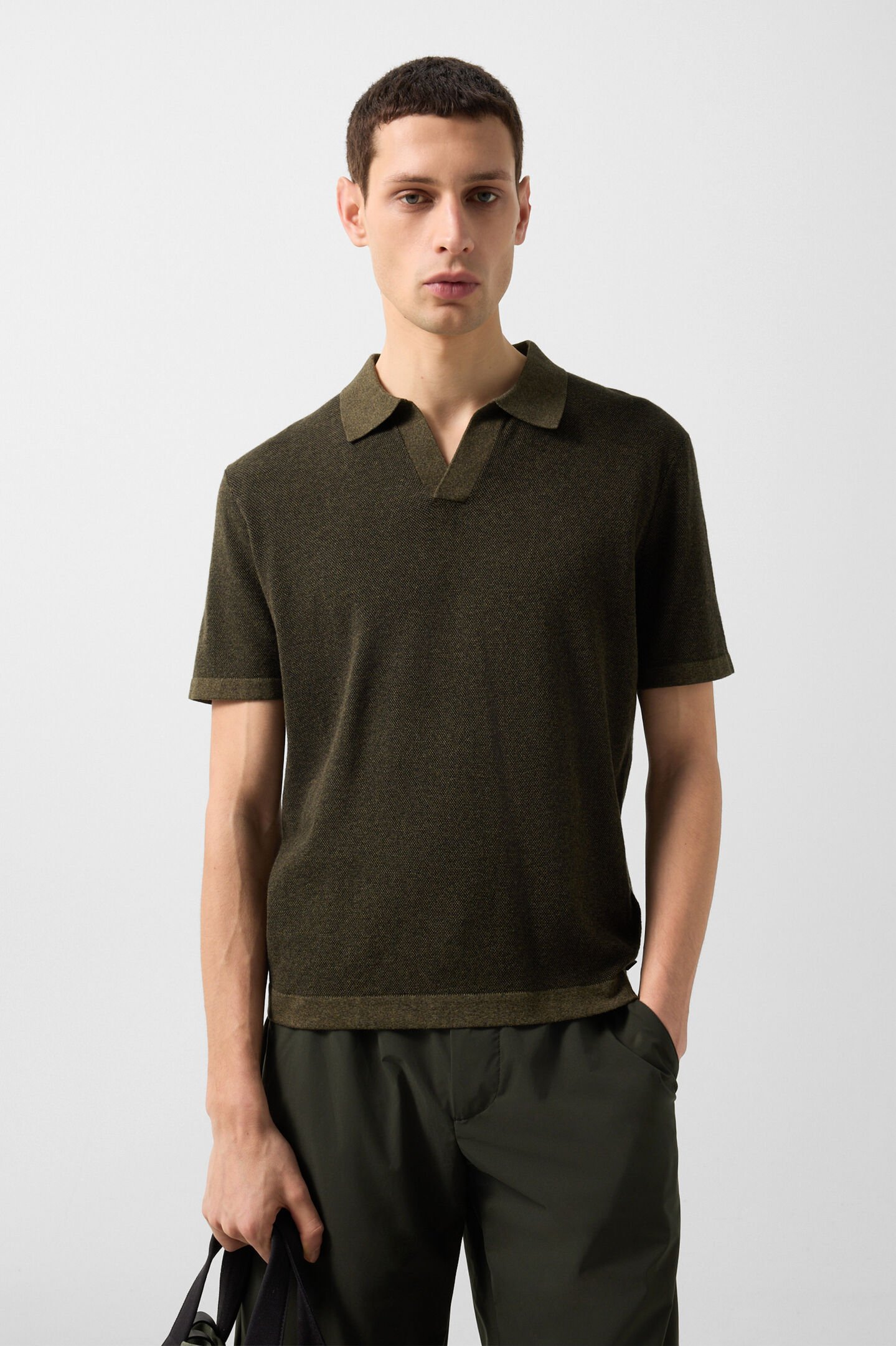 Lyon knitted polo shirt Olive green