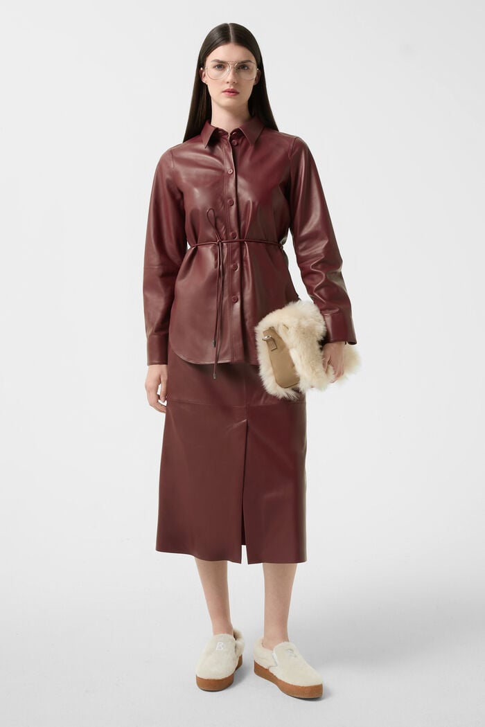 Jupe en cuir Aurea Rouge vin Jupe en cuir Aurea Rouge vin