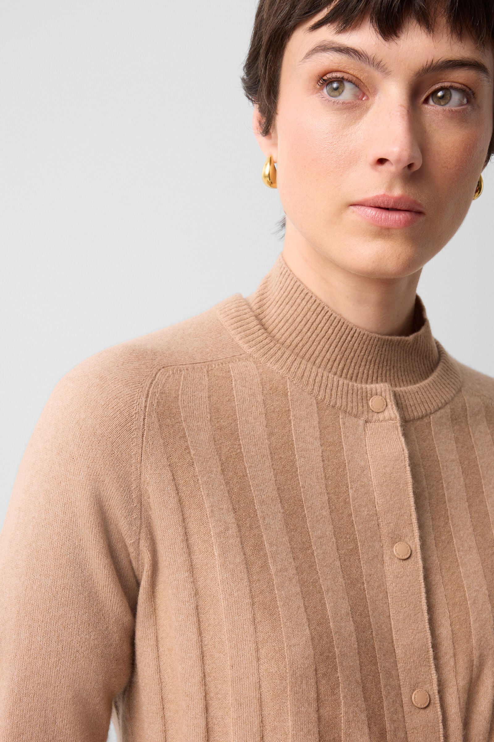Schurwoll-Kaschmir-Cardigan Tanja Camel