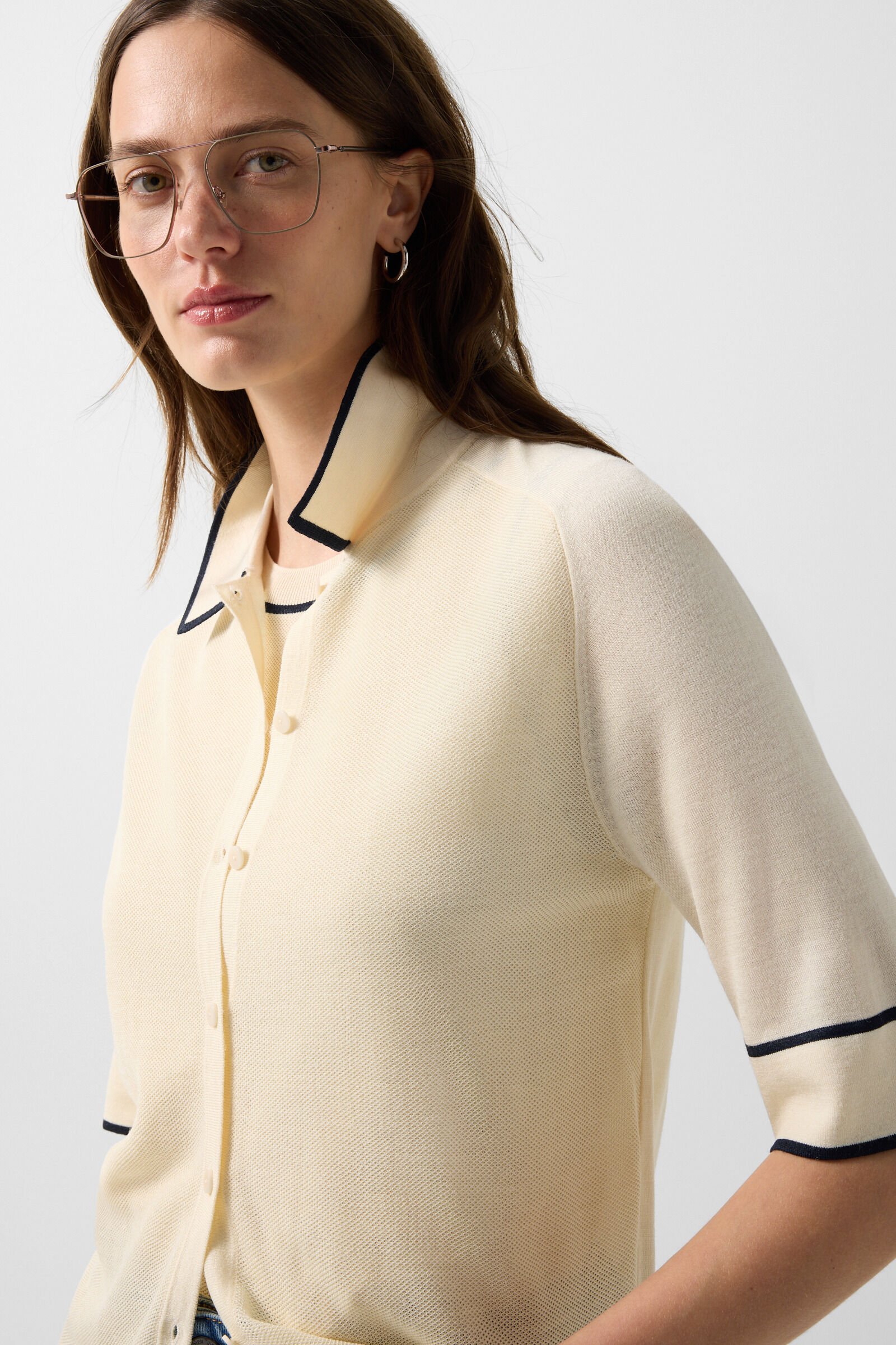 Peaches silk knit jacket Cream