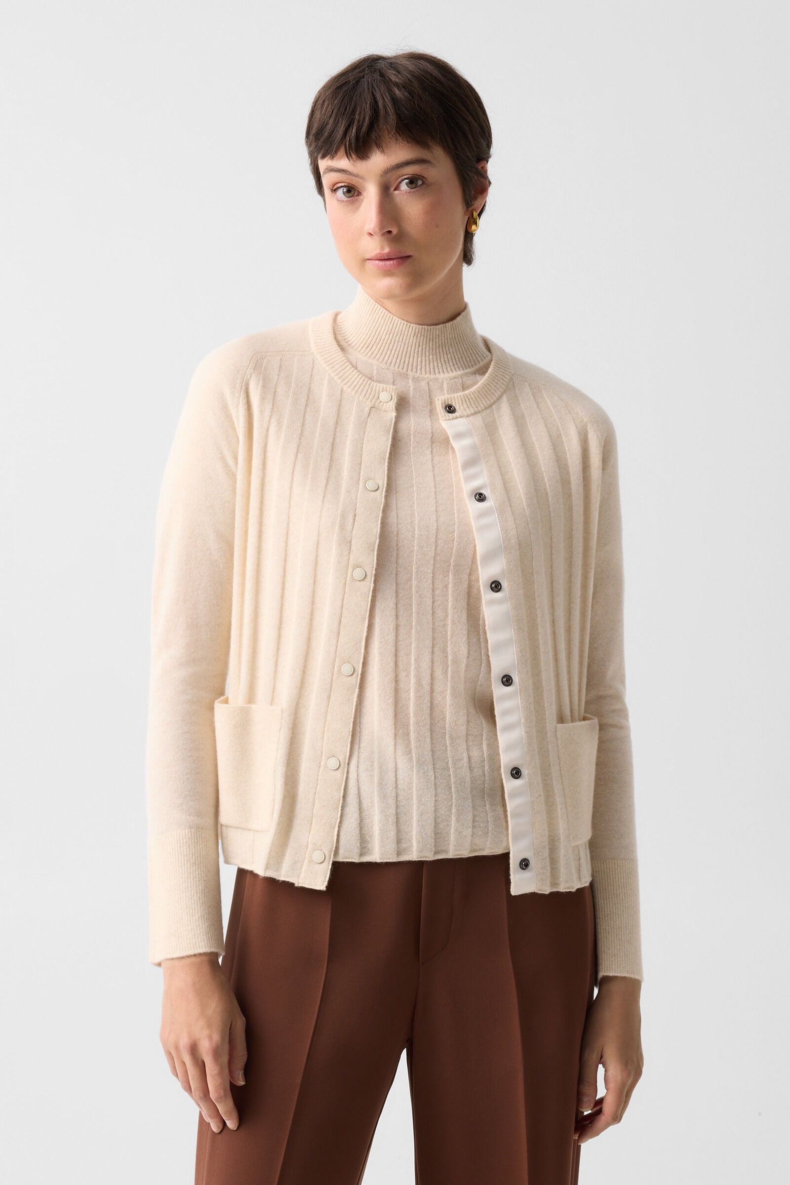 Schurwoll-Kaschmir-Cardigan Tanja Creme