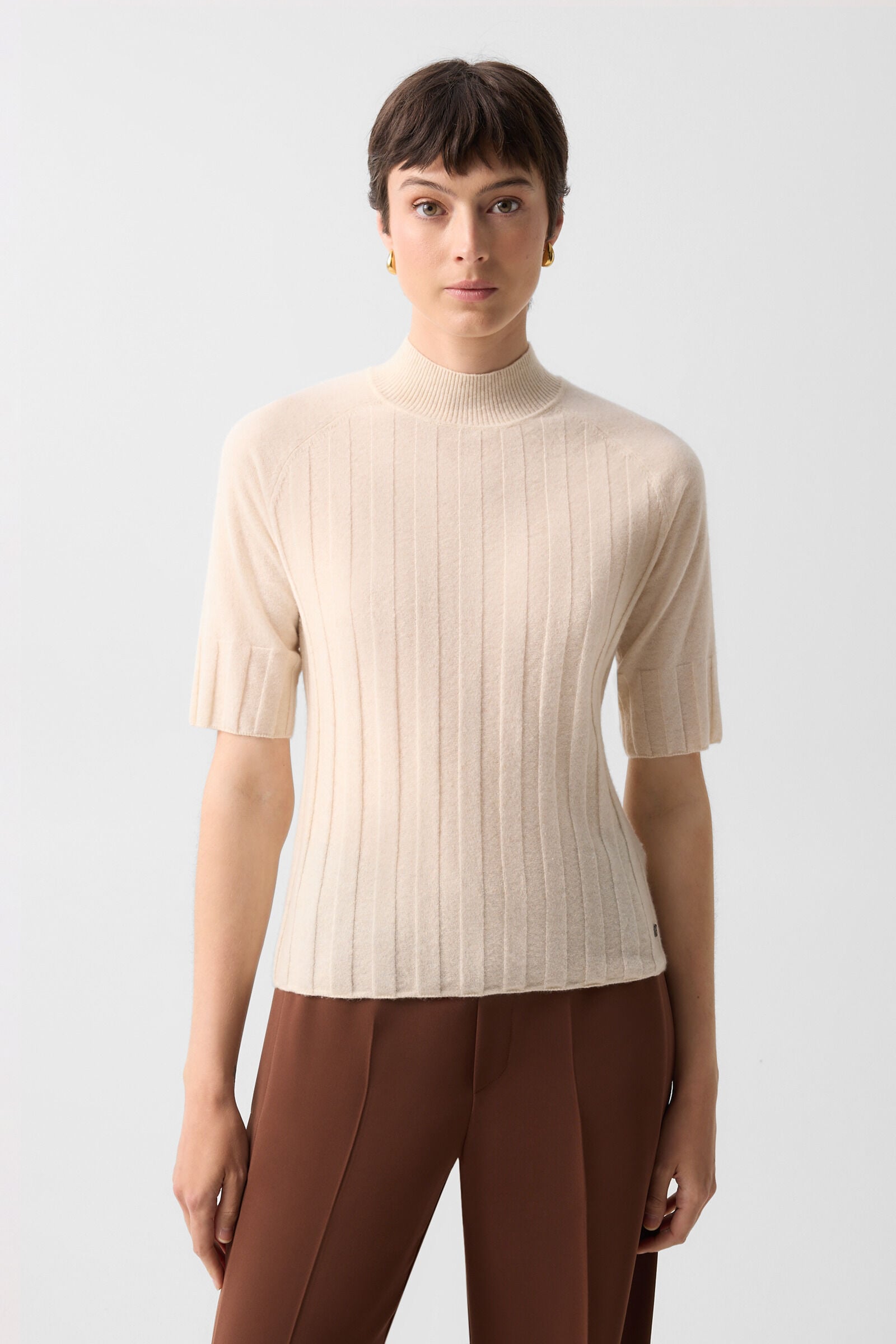 Schurwoll-Kaschmir-Shirt Tina Creme