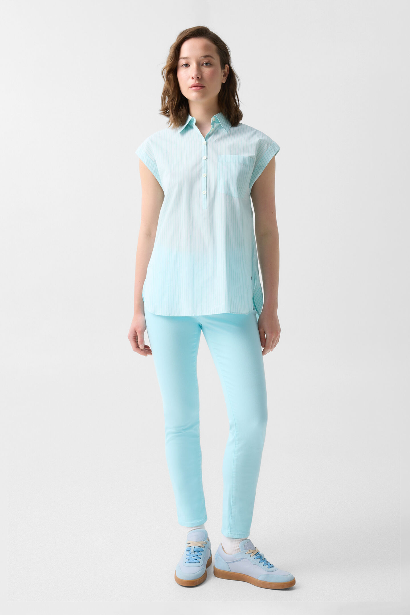 Hunter cotton blouse Cyan-blue