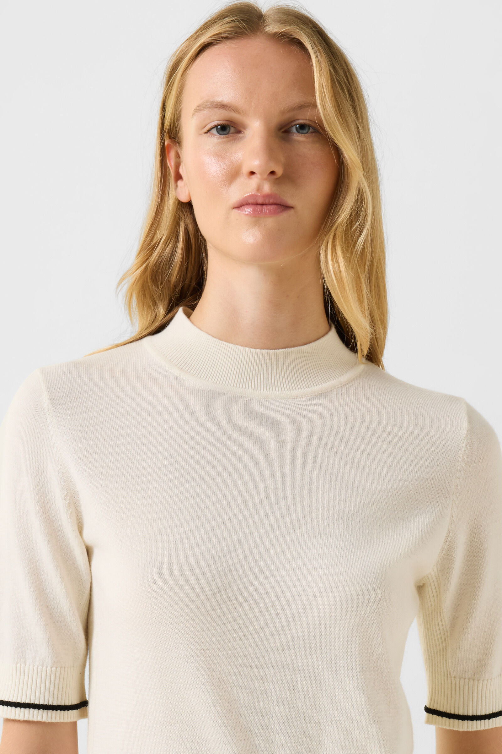 Schurwoll-Seiden-Strick-Shirt Antonia Off-White