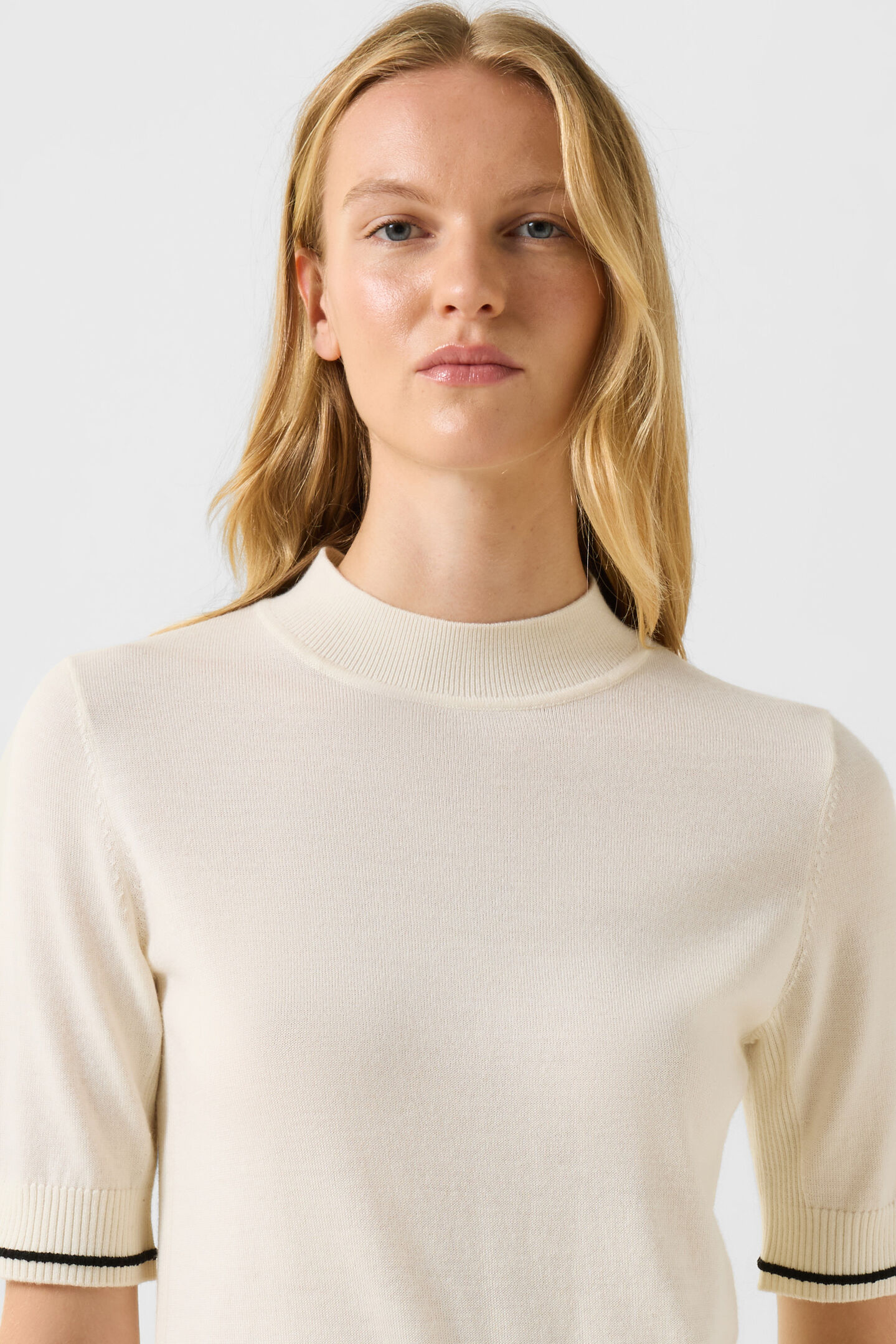 Schurwoll-Seiden-Strick-Shirt Antonia Off-White