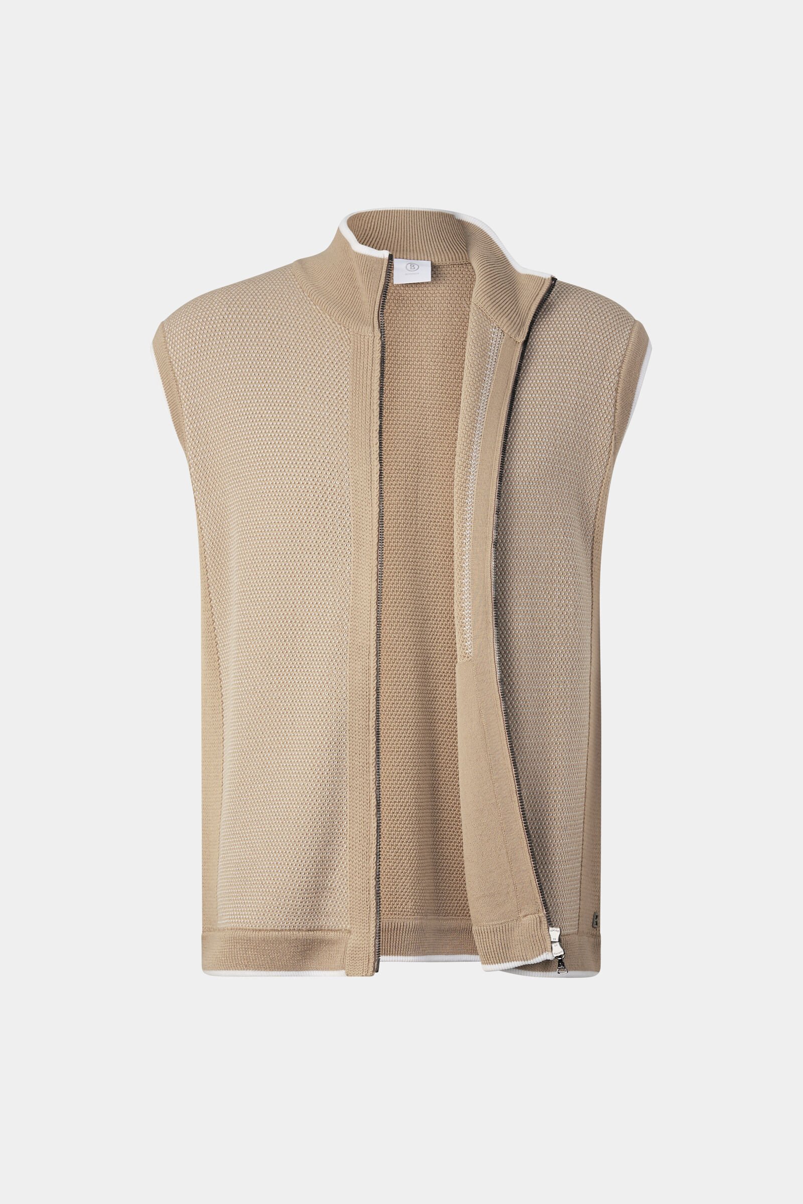 Strickweste Enzo Beige/Wei&szlig;