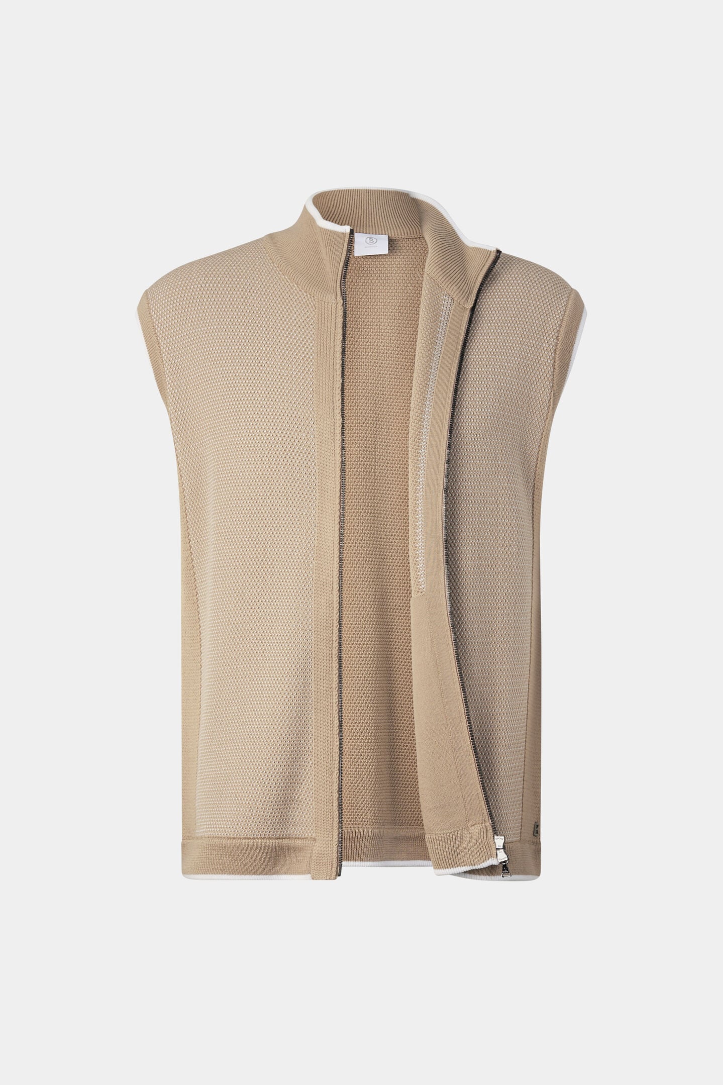 Strickweste Enzo Beige/Wei&szlig;