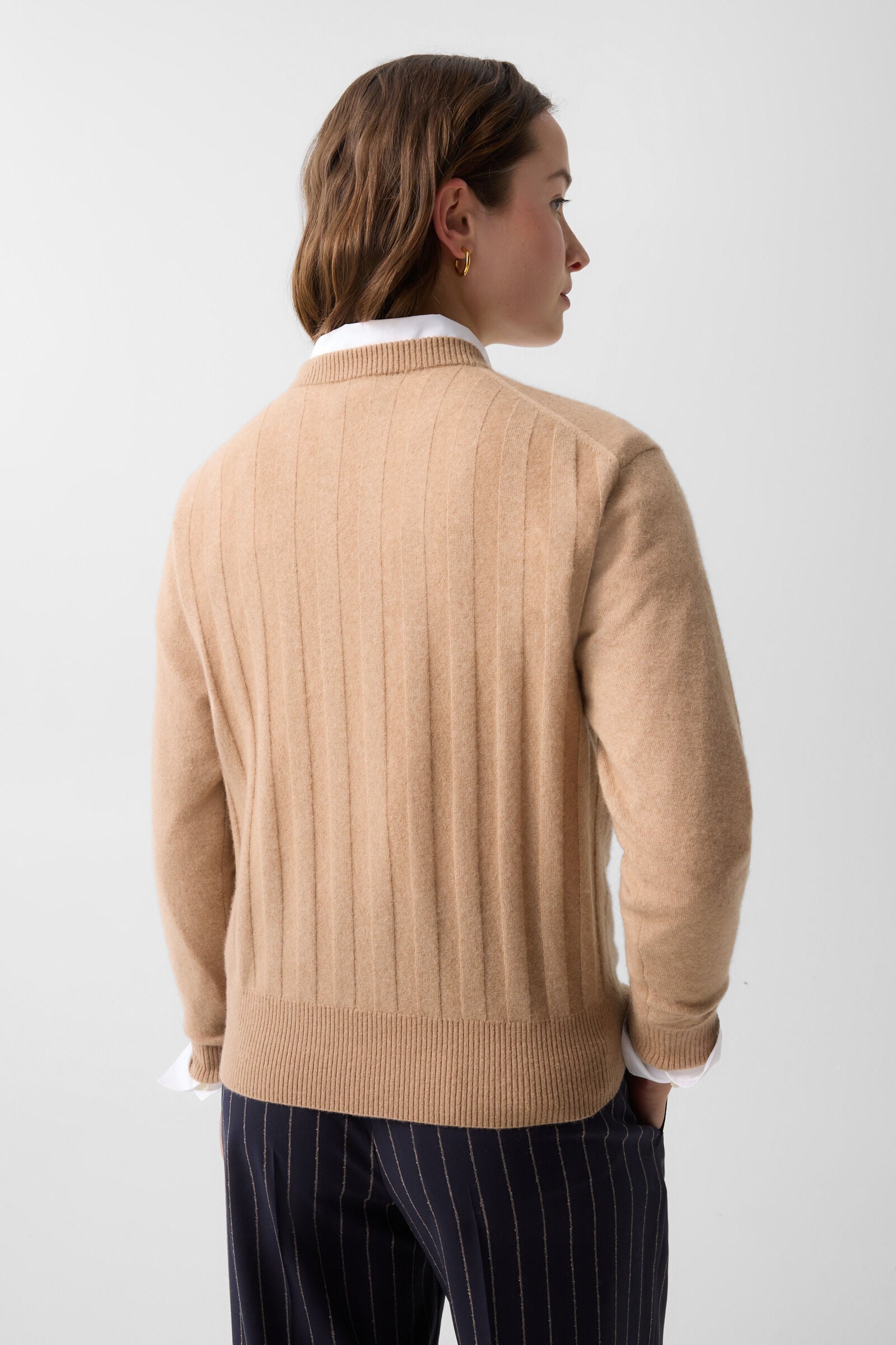 Schurwoll-Kaschmir-Pullover Tatjana Camel
