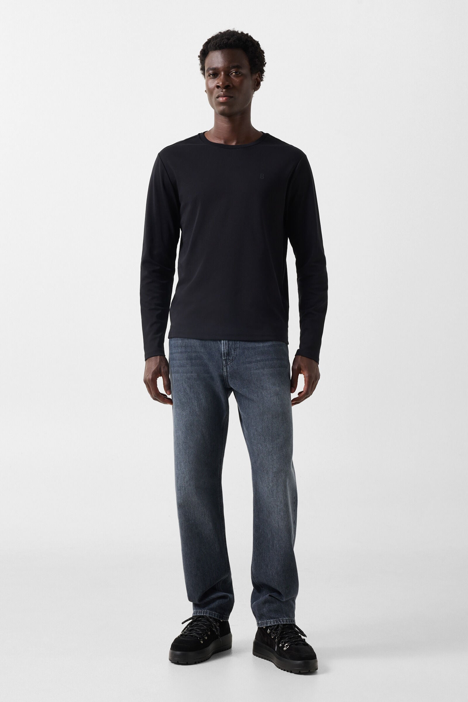Arvid cotton long-sleeved top Black