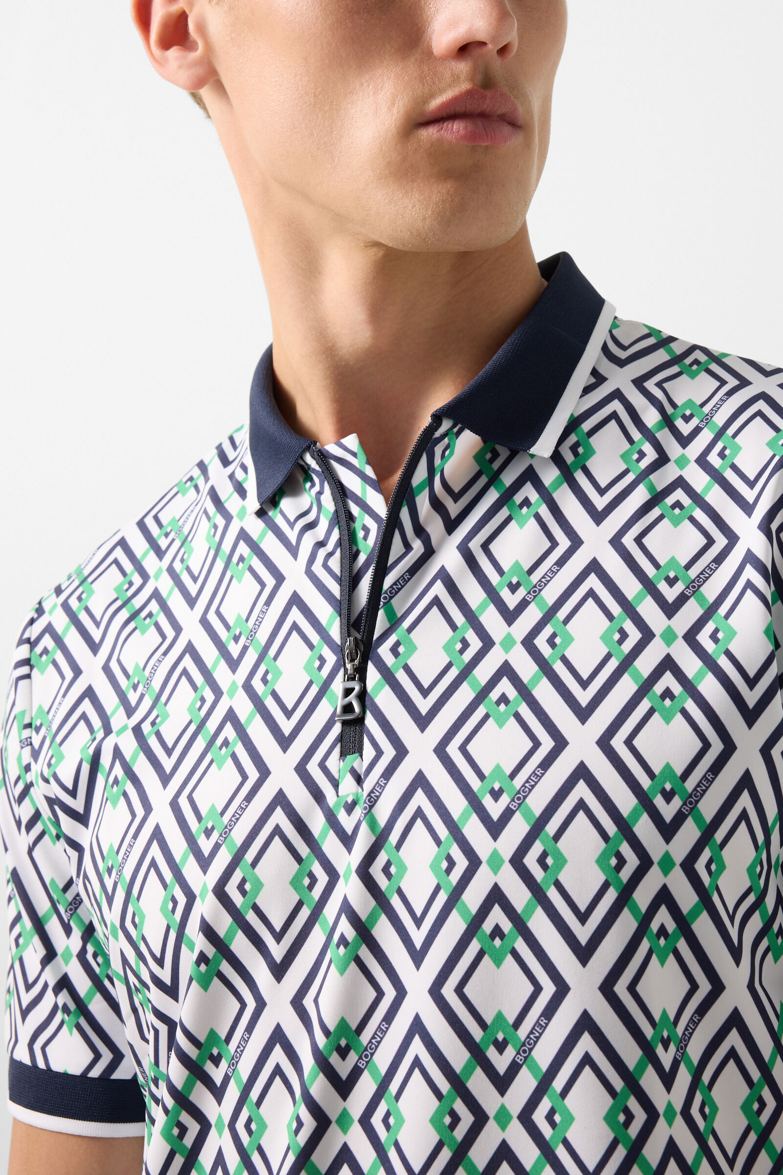 Valentin functional short-sleeved top Navy blue/green/white