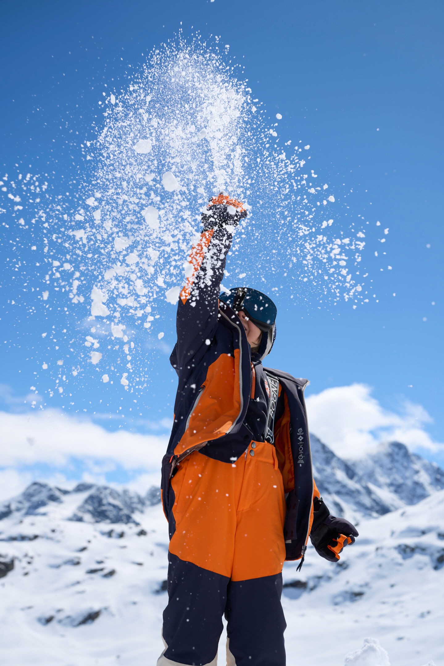 Kinder ski-jas Justus Oranje/navy blauw