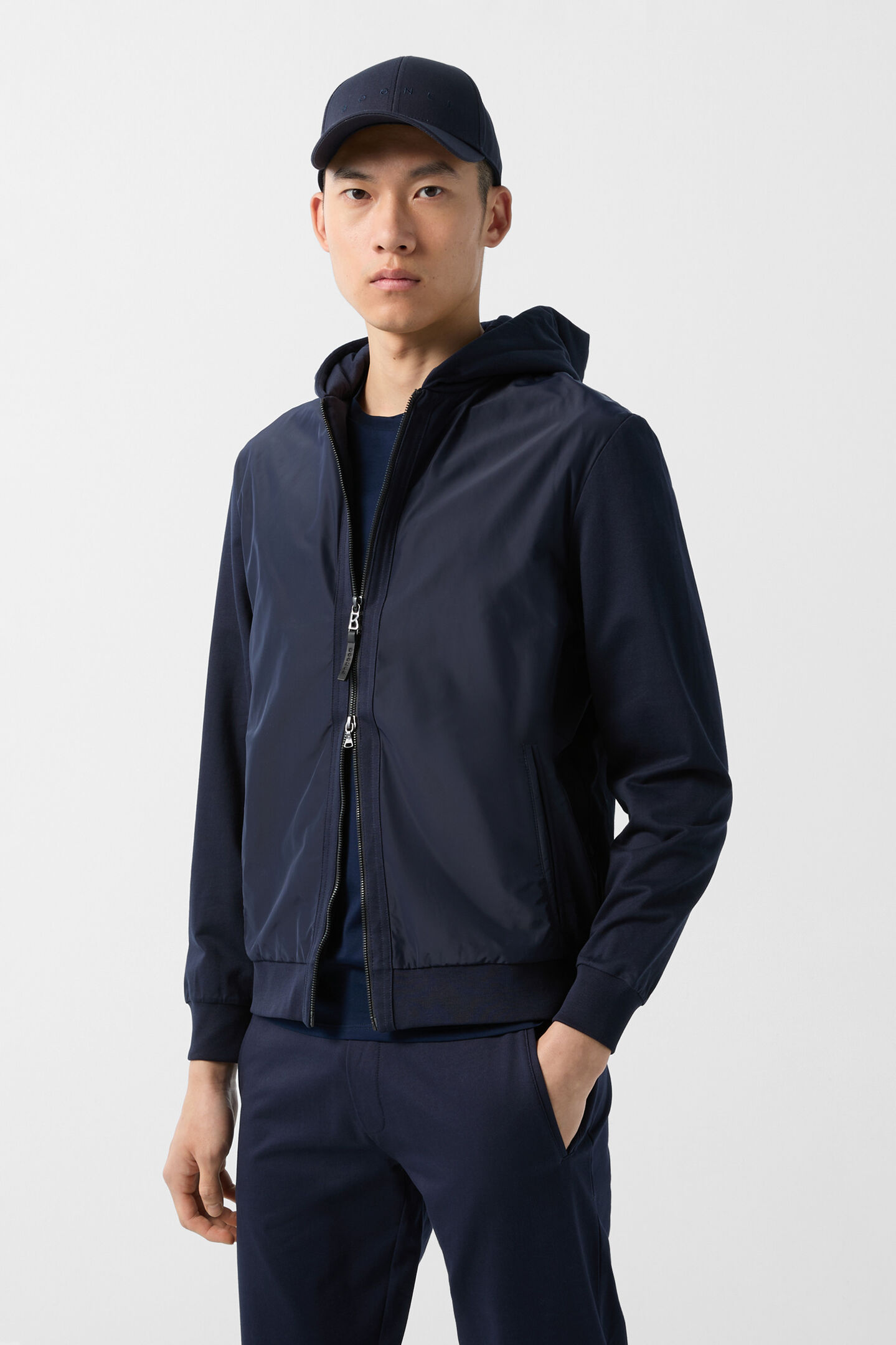 Devon hybrid jersey jacket Navy blue