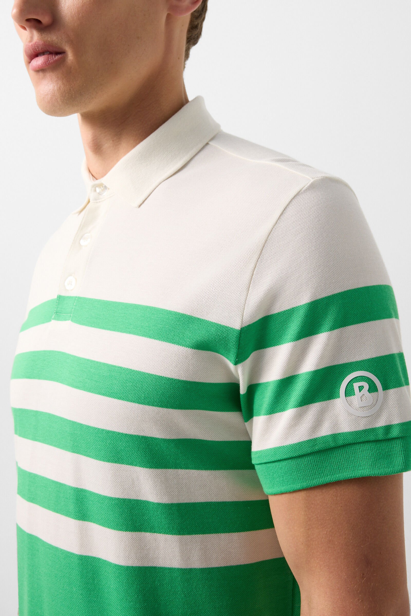 Funktions-Polo-Shirt Antonio Gr&uuml;n/Off-White