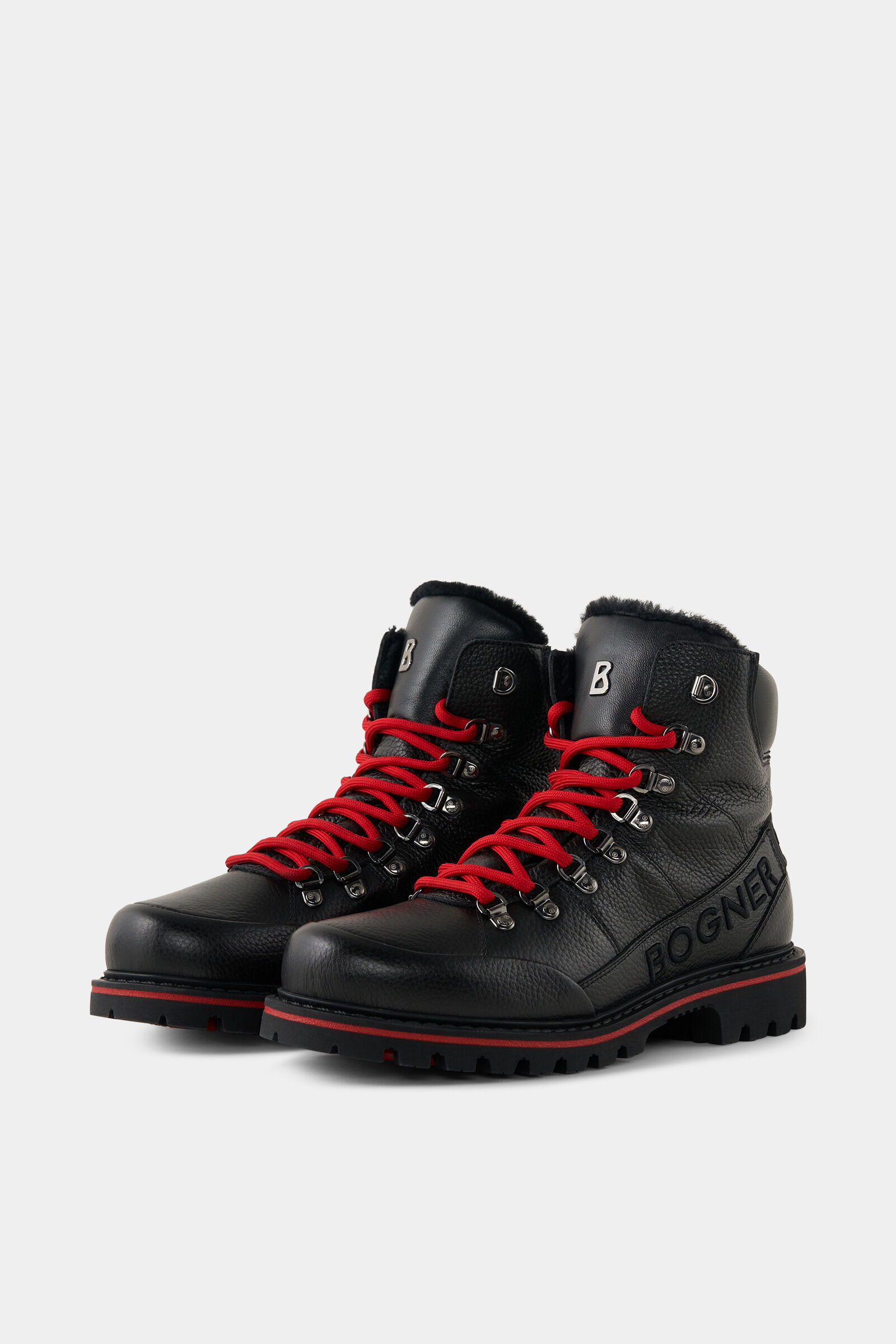 Mid Boots Helsinki with spikes Black/red