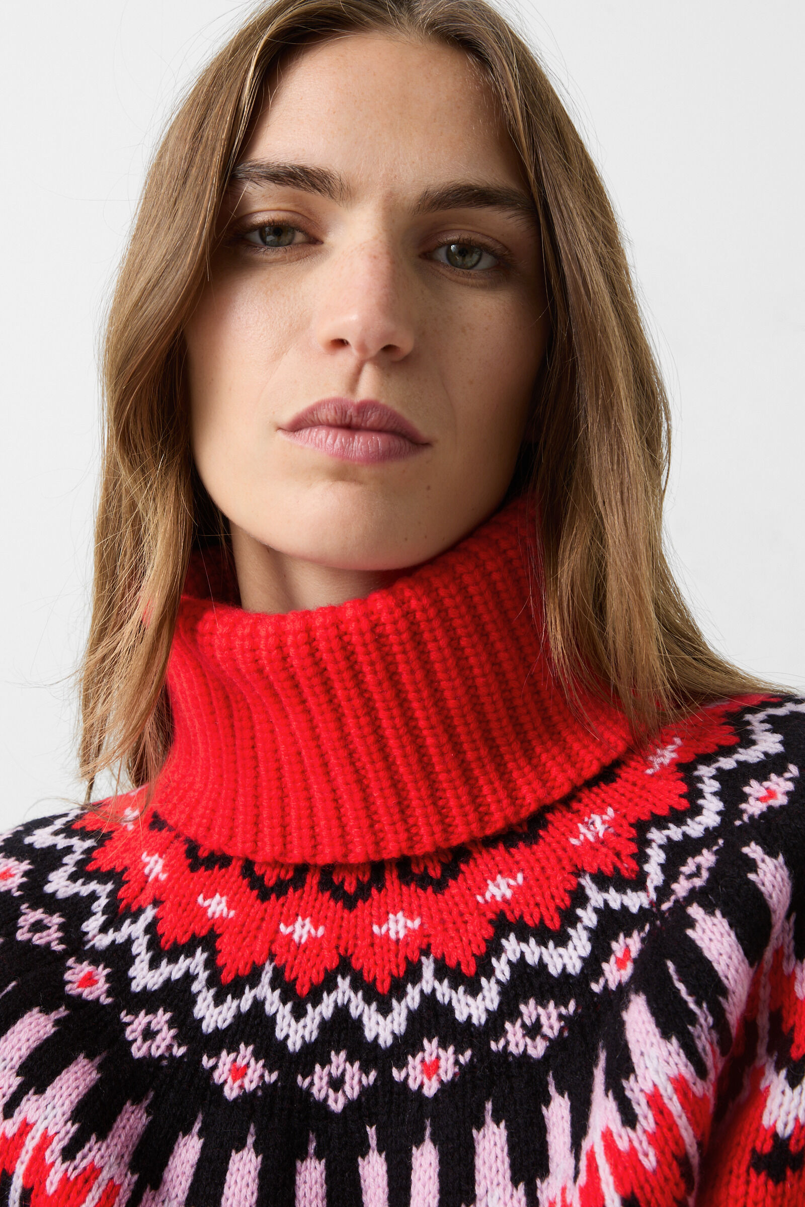 Norwegian pullover Ingrid Red/black