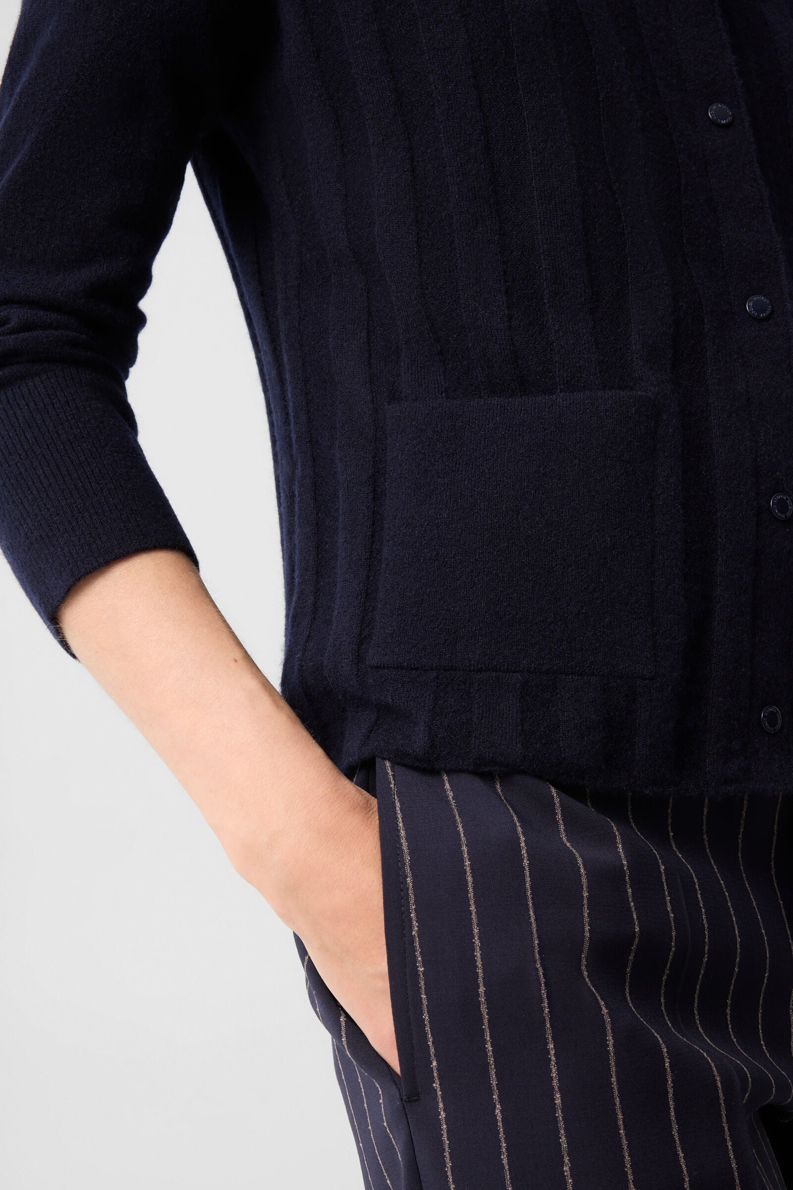 Schurwoll-Kaschmir-Cardigan Tanja Navy-Blau