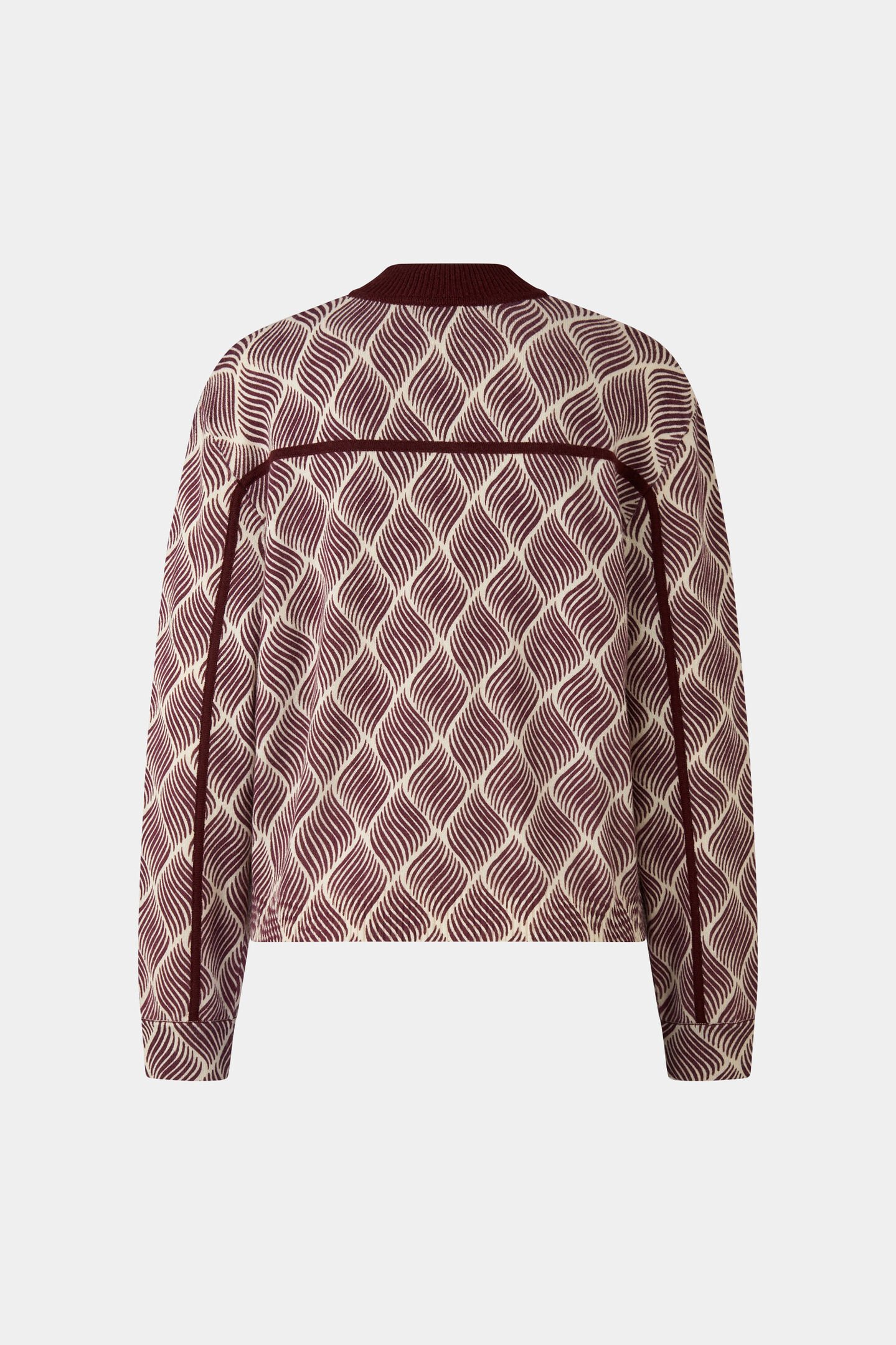 Evelyn knitted bomber jacket Wine red/cream
