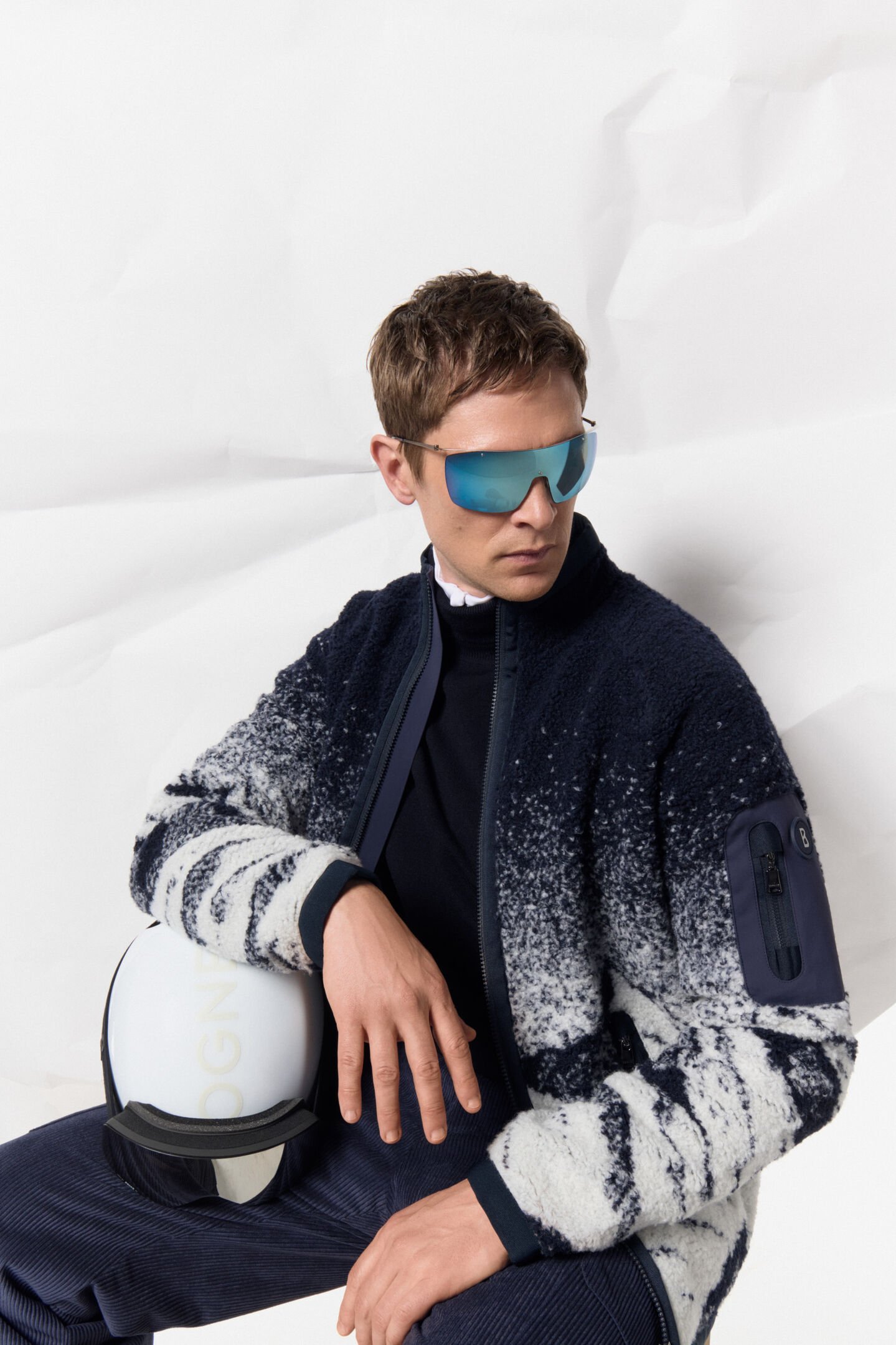 Gregor fleece jacket Navy blue/off-white